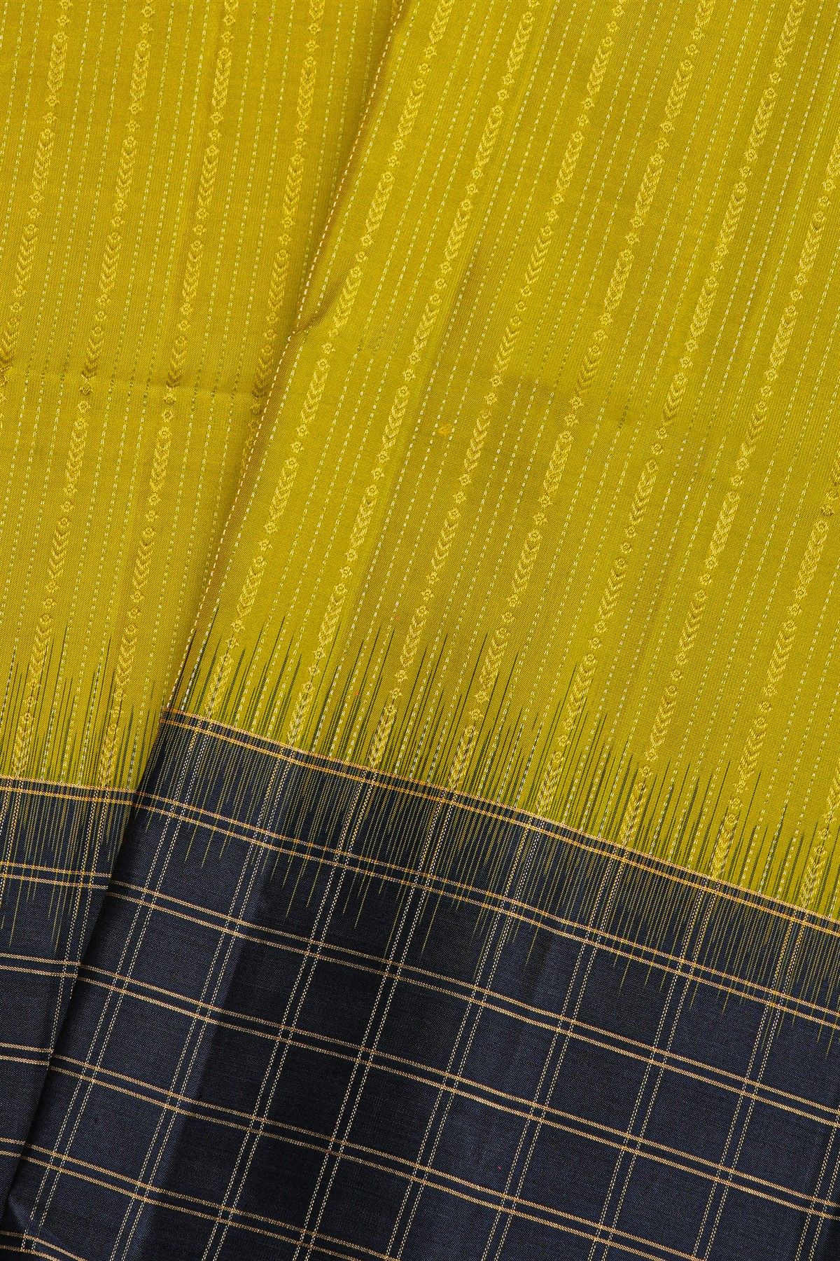 Coimbatore Silk Mehendi Green Saree With Zari Checks Border