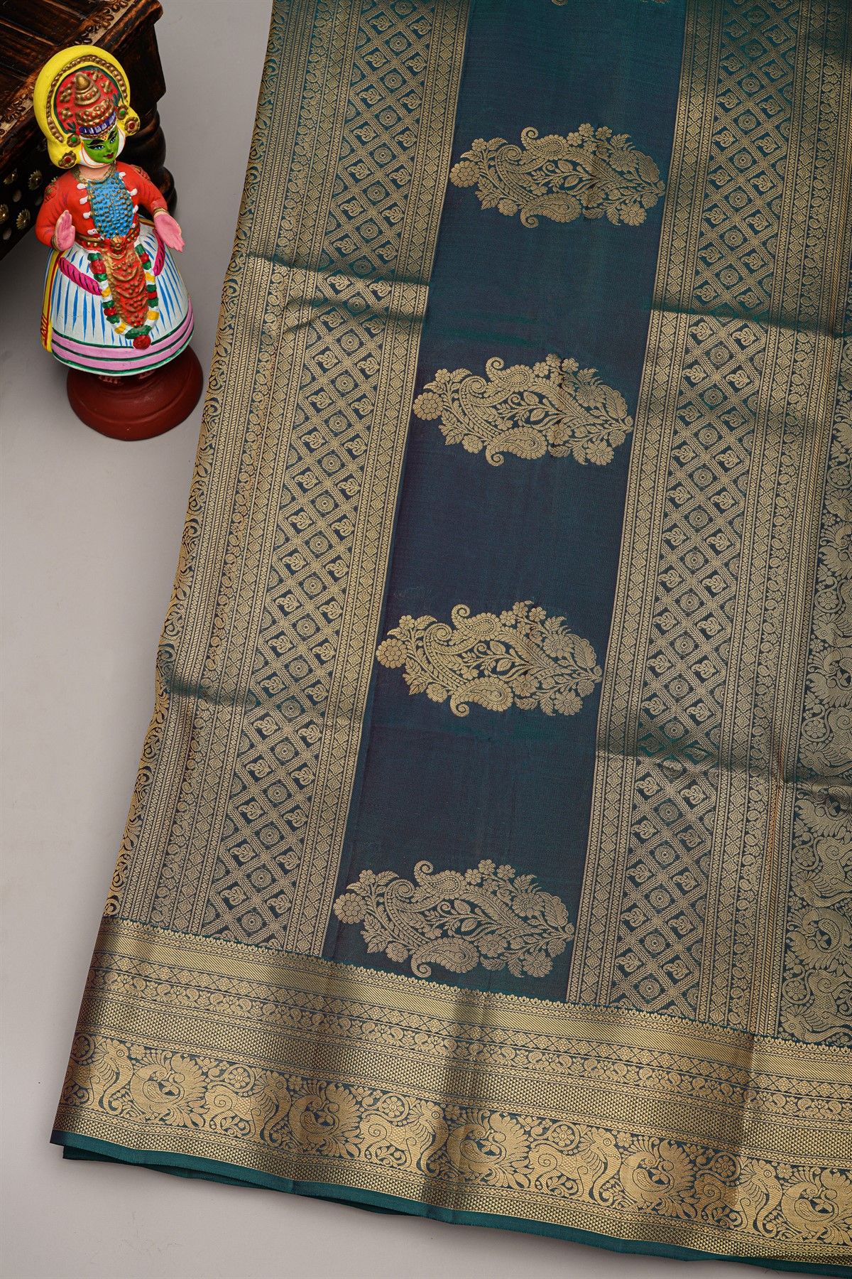 Coimbatore Silk Purple Saree With Peacock Floral Border