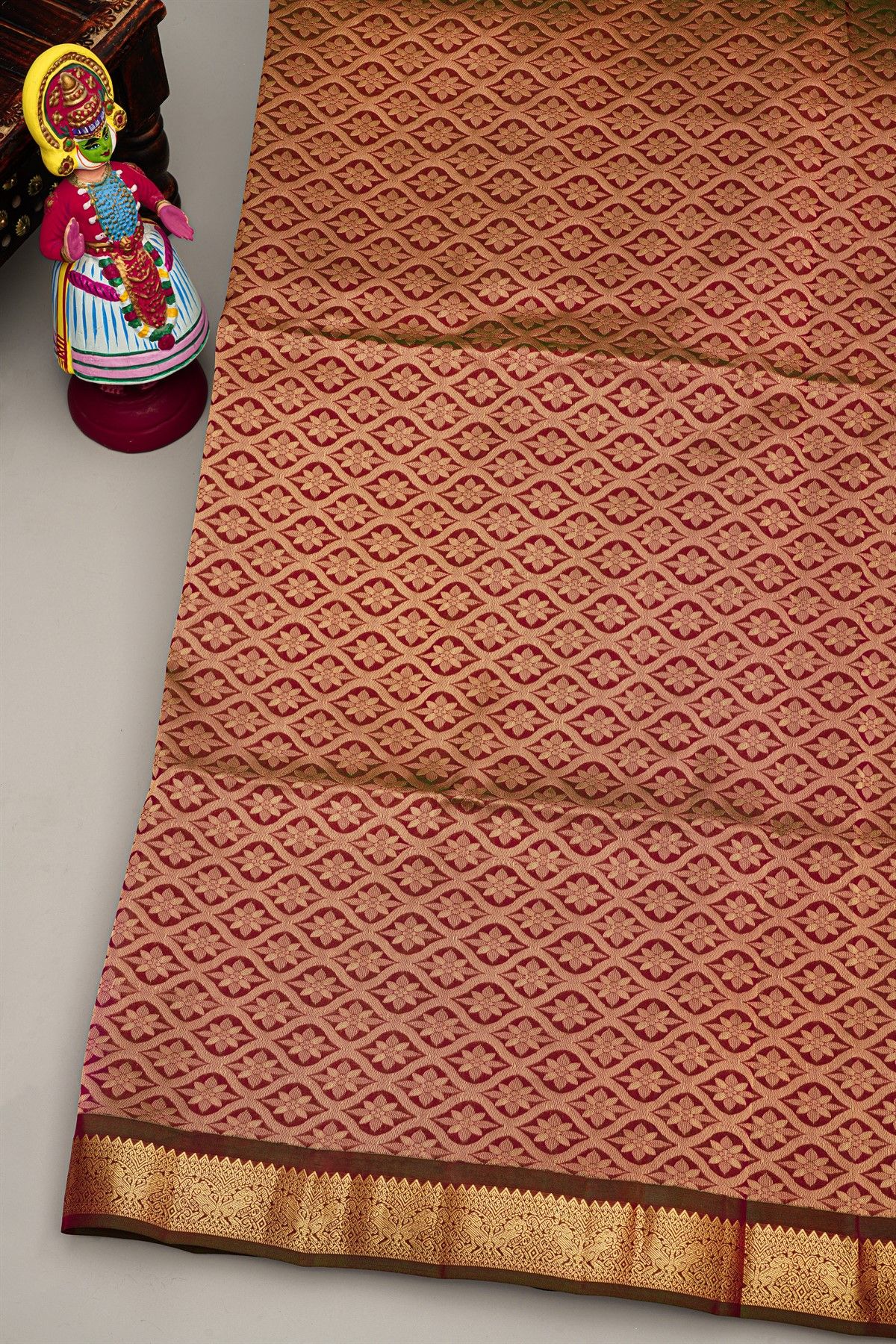 Coimbatore Silk Rani Pink Saree With Florals And Leaves Buttis Body