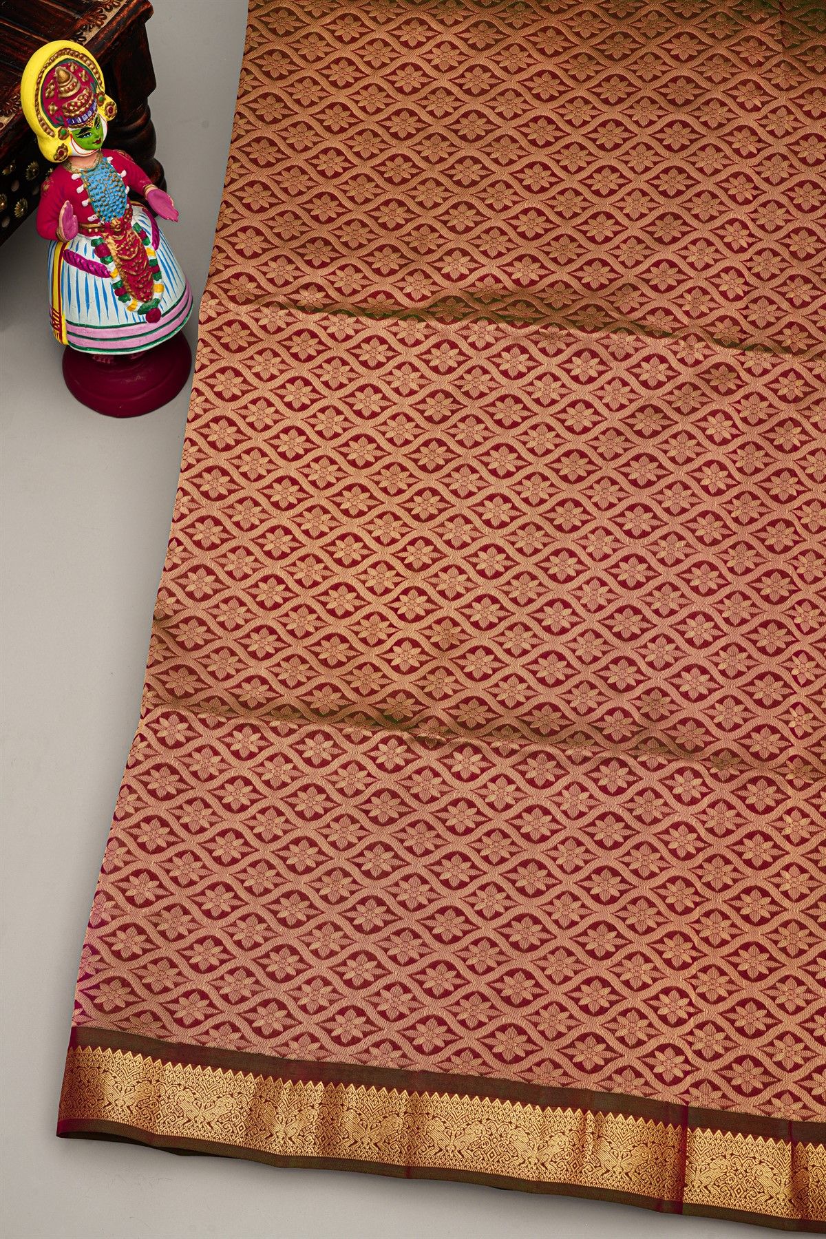 Coimbatore Silk Rani Pink Saree With Florals And Leaves Buttis Body