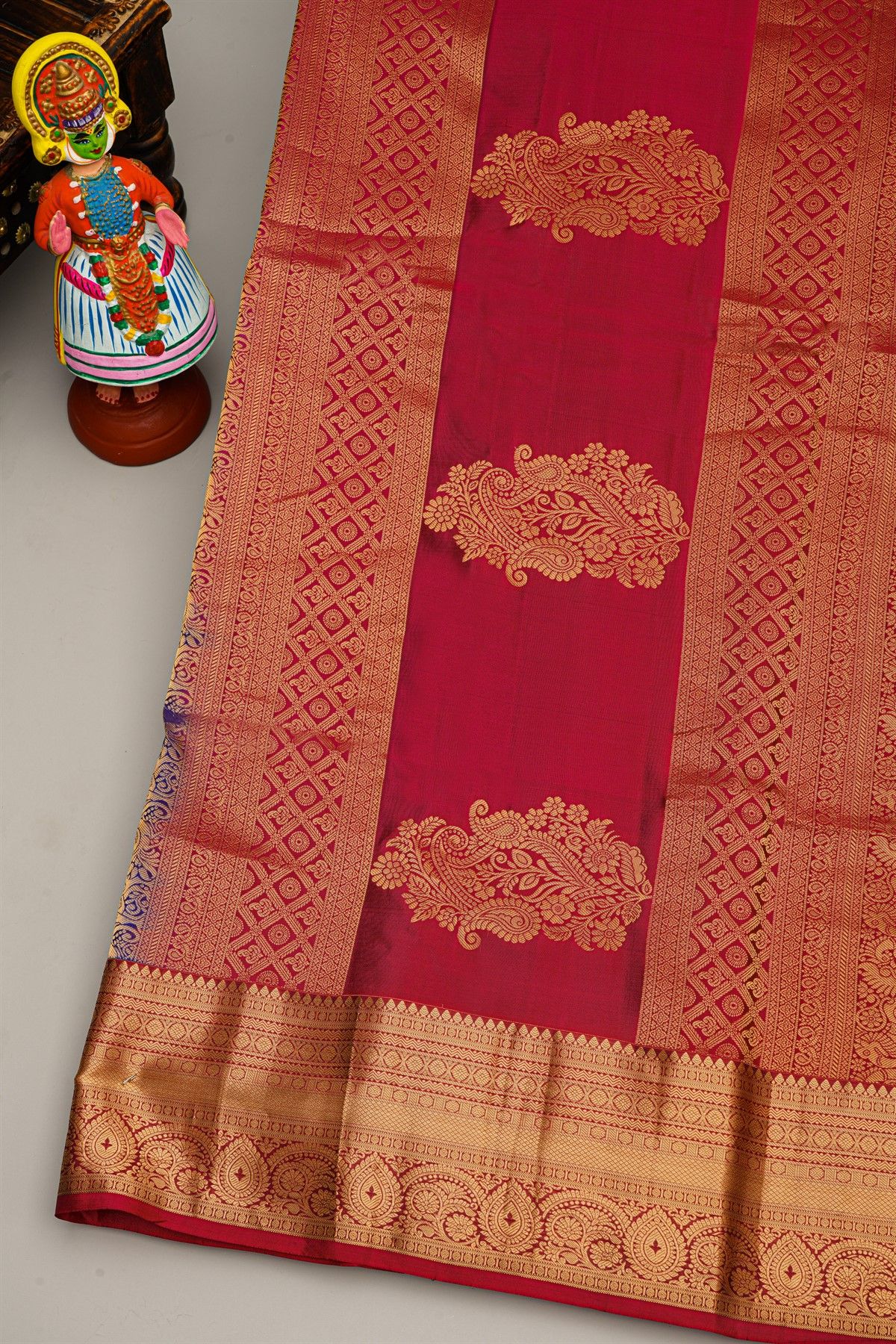 Coimbatore Silk Royal Blue Saree With Florals And Buttis Body