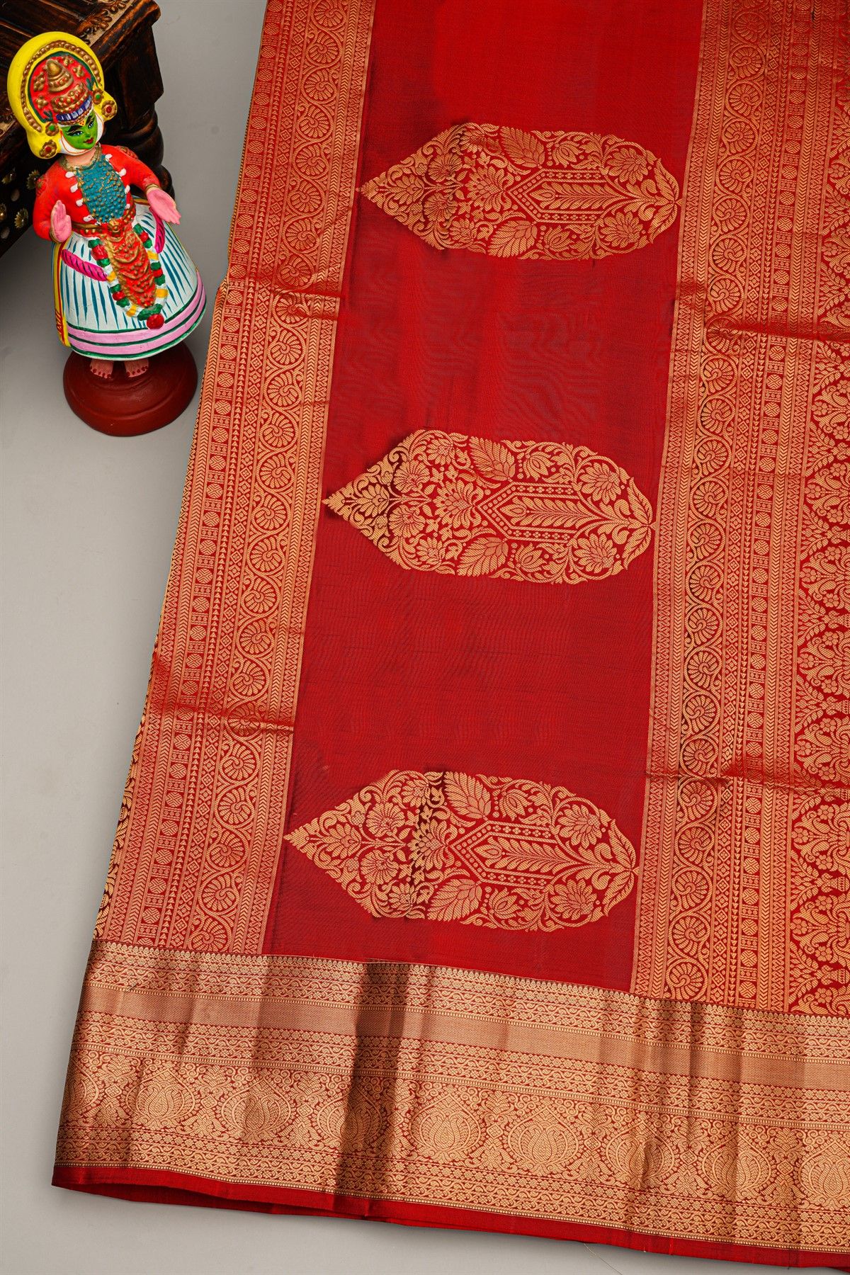 Coimbatore Silk Peacock Blue Saree With Florals And Buttis Body