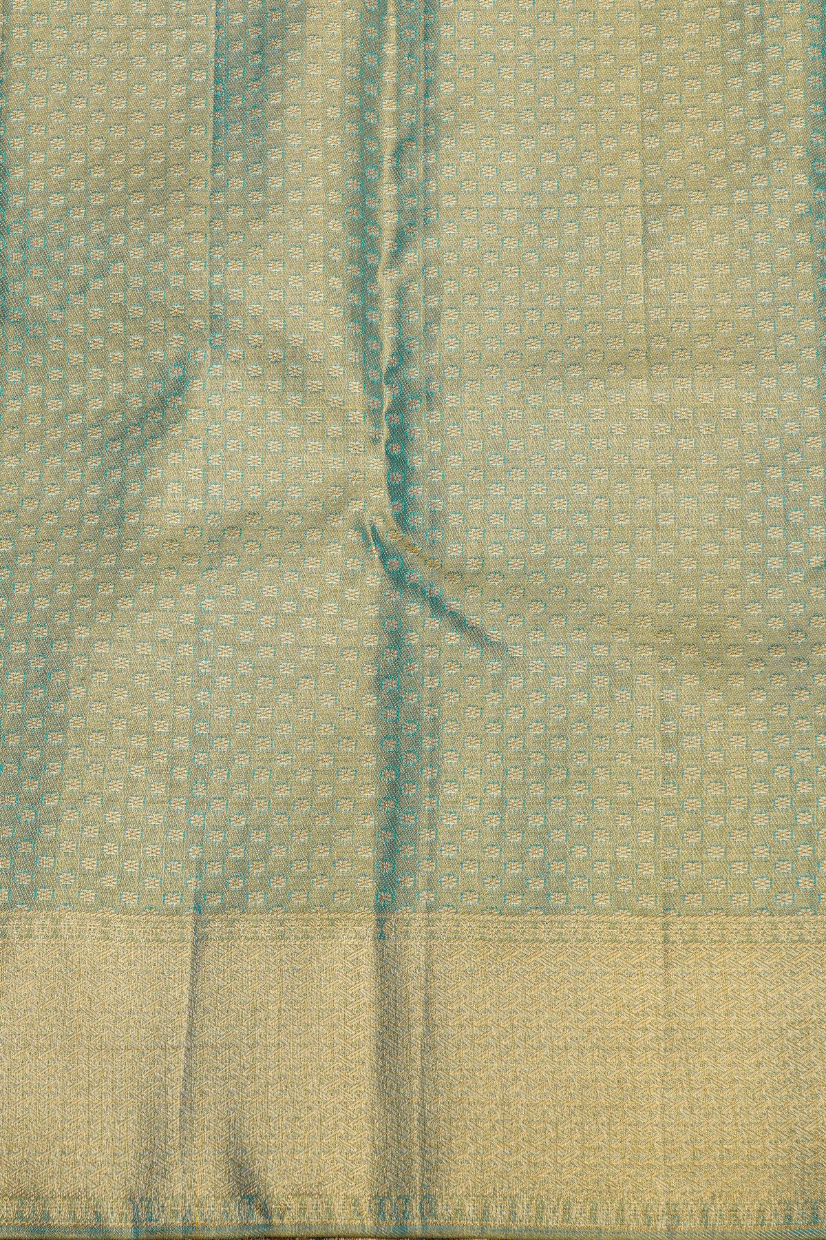 Kancheepuram Silk Sky Blue Saree With Interlock Designer Digital Weaving Body