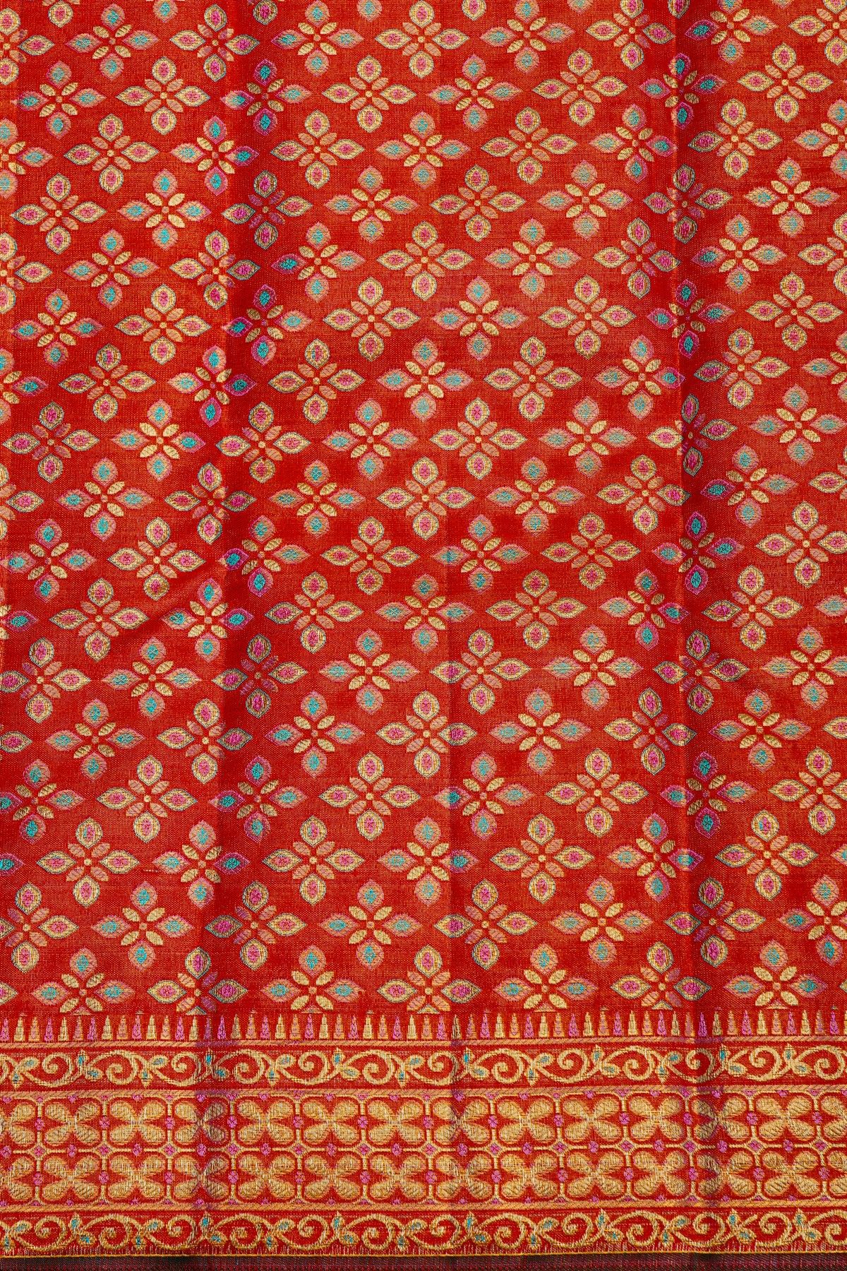 Kancheepuram Tissue Multi-Colour Saree With All Over Digital Weaving Body
