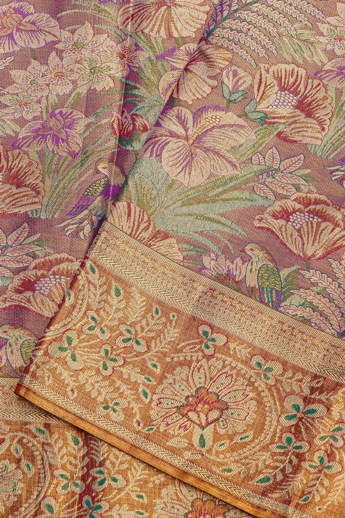 Kancheepuram Tissue Lavender Saree With All Over Meenakari Body
