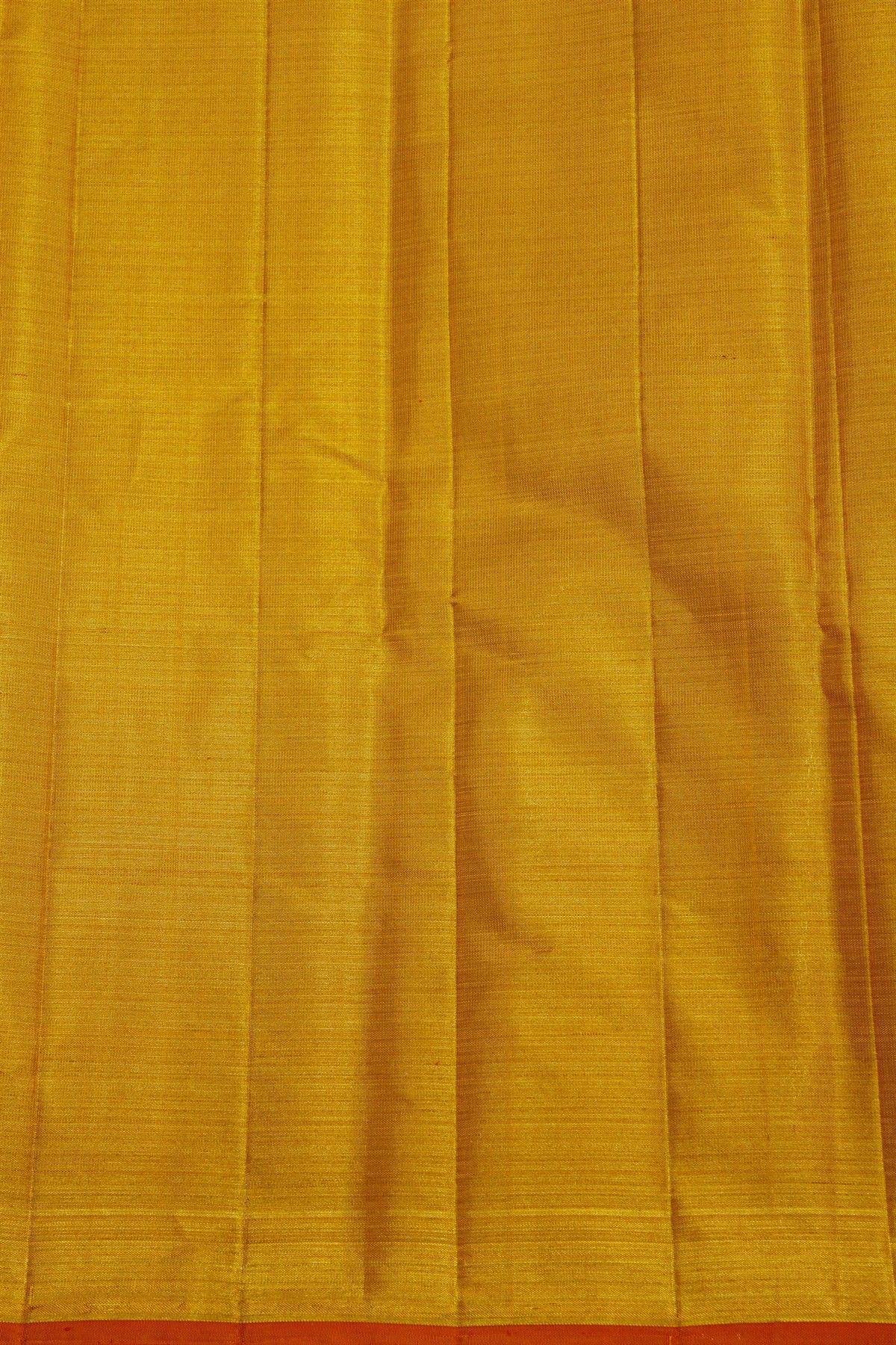 Kancheepuram Tissue Gold Saree With Silver Meenakari Designer