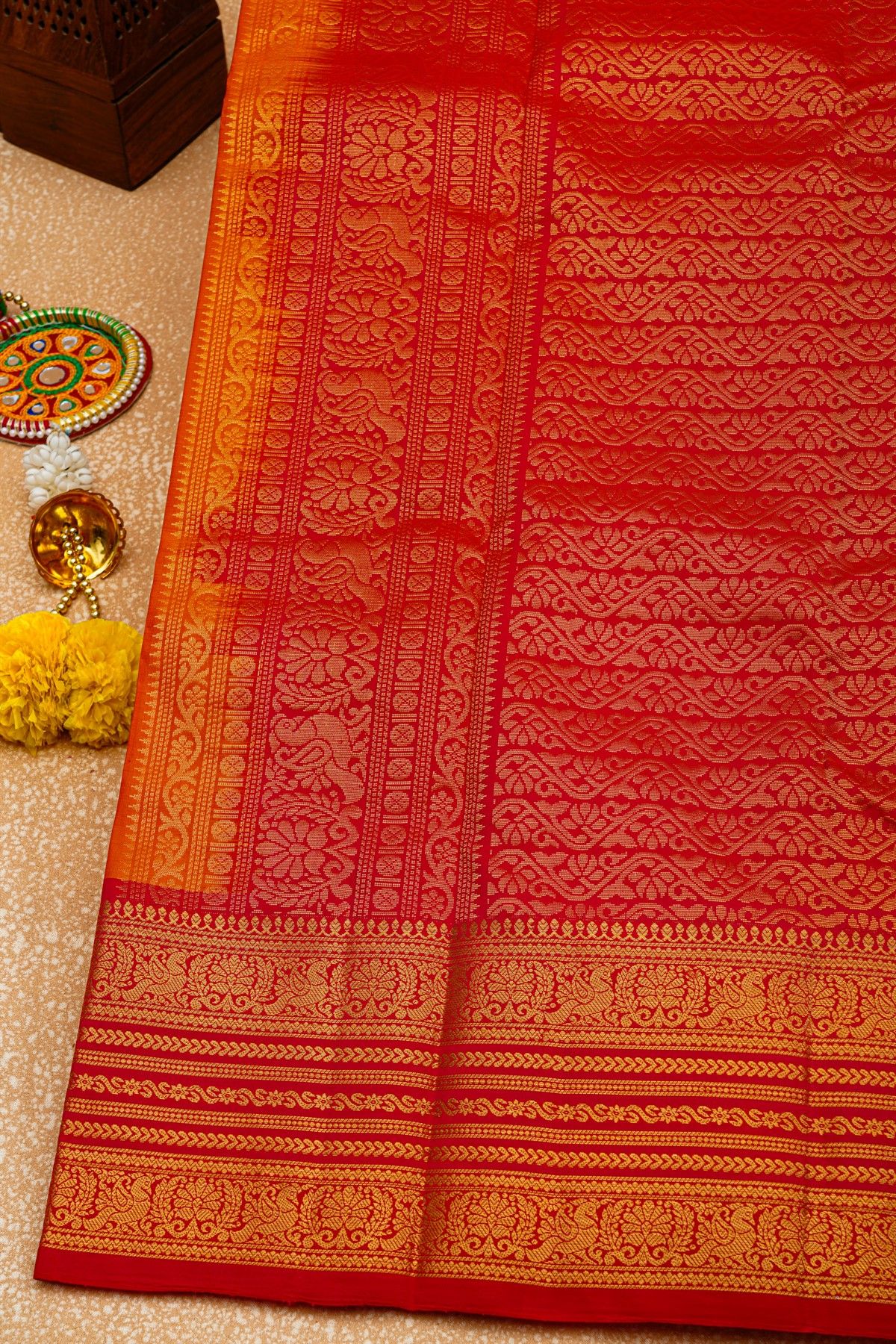 Coimbatore Soft Silk Orange Saree