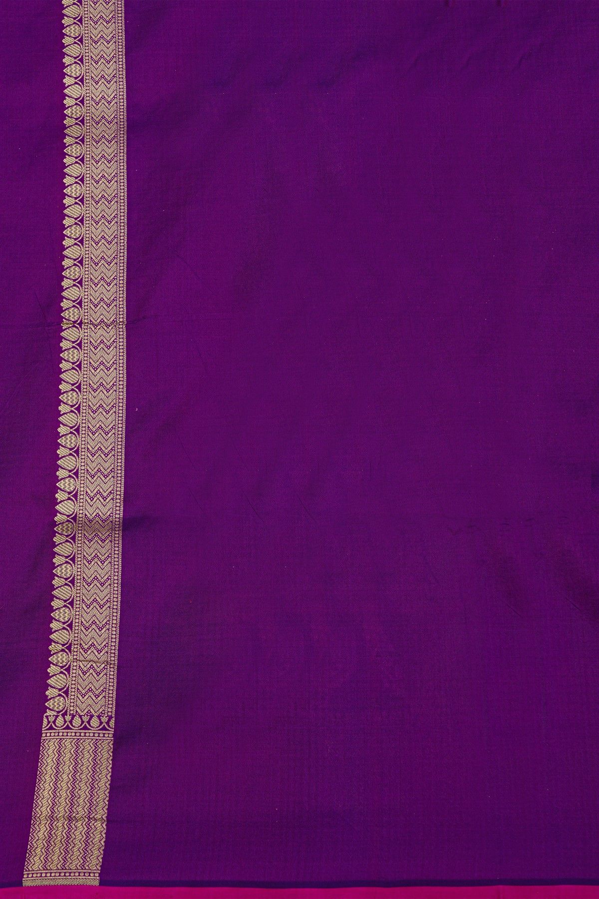 Banarasi Silk Purple Saree With Zig-Zag Lines Border
