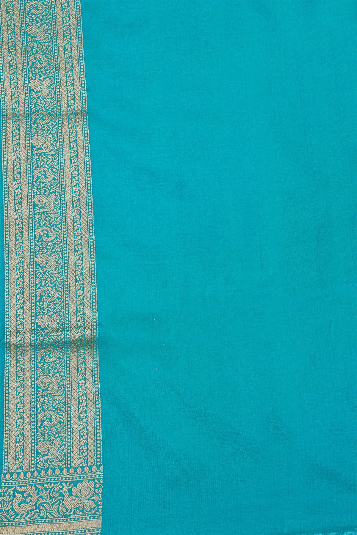 Banarasi Silk Sky Blue Saree With Floral And Bird Body