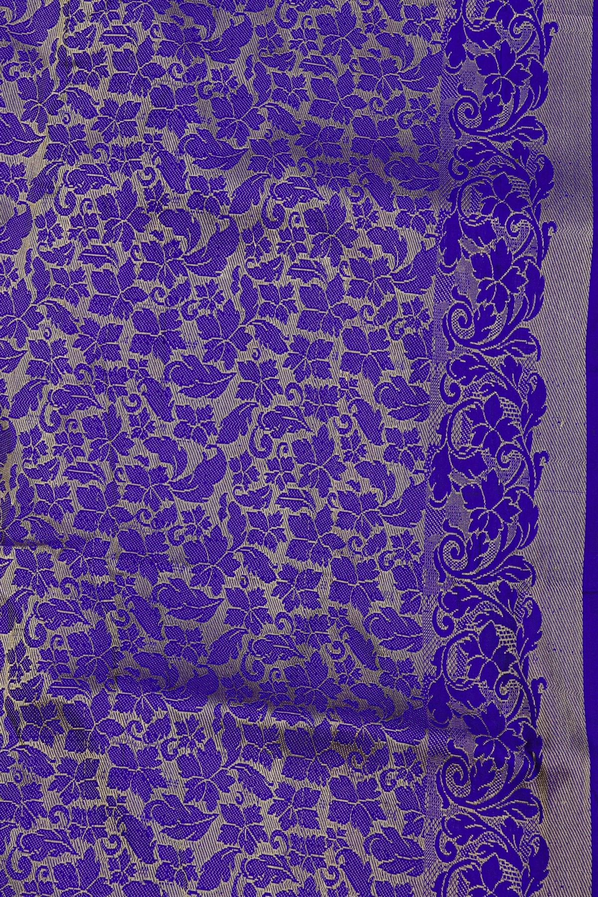 Banarasi Silk Violet Saree With Zig-Zag Lines In Zari Border