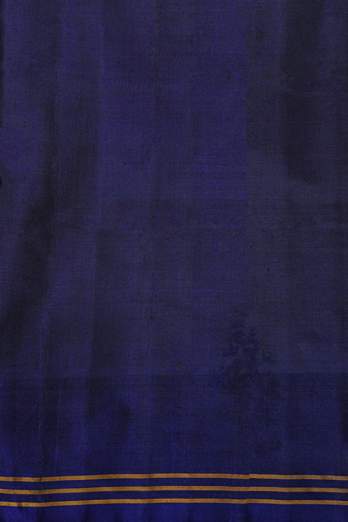 Patola Silk Navy Blue Saree With Florals And Leaves Body