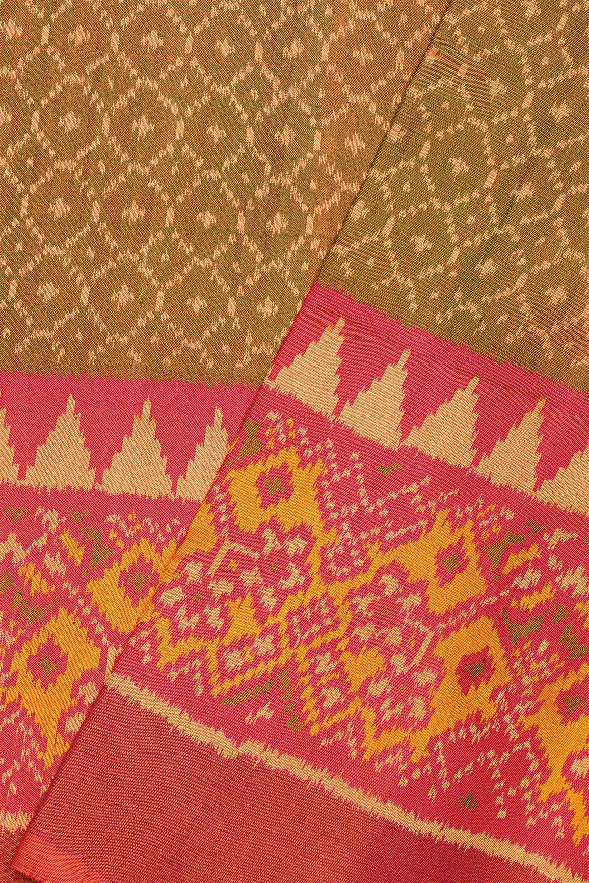 Patola Silk Dual Colour Saree With Buttis In Curvy Checks Body