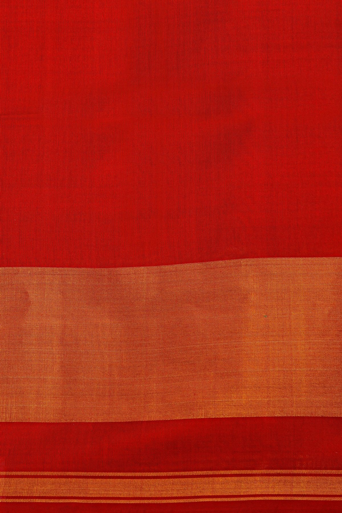 Patola Silk Red Saree With Floral Buttis In Cross Checks Body