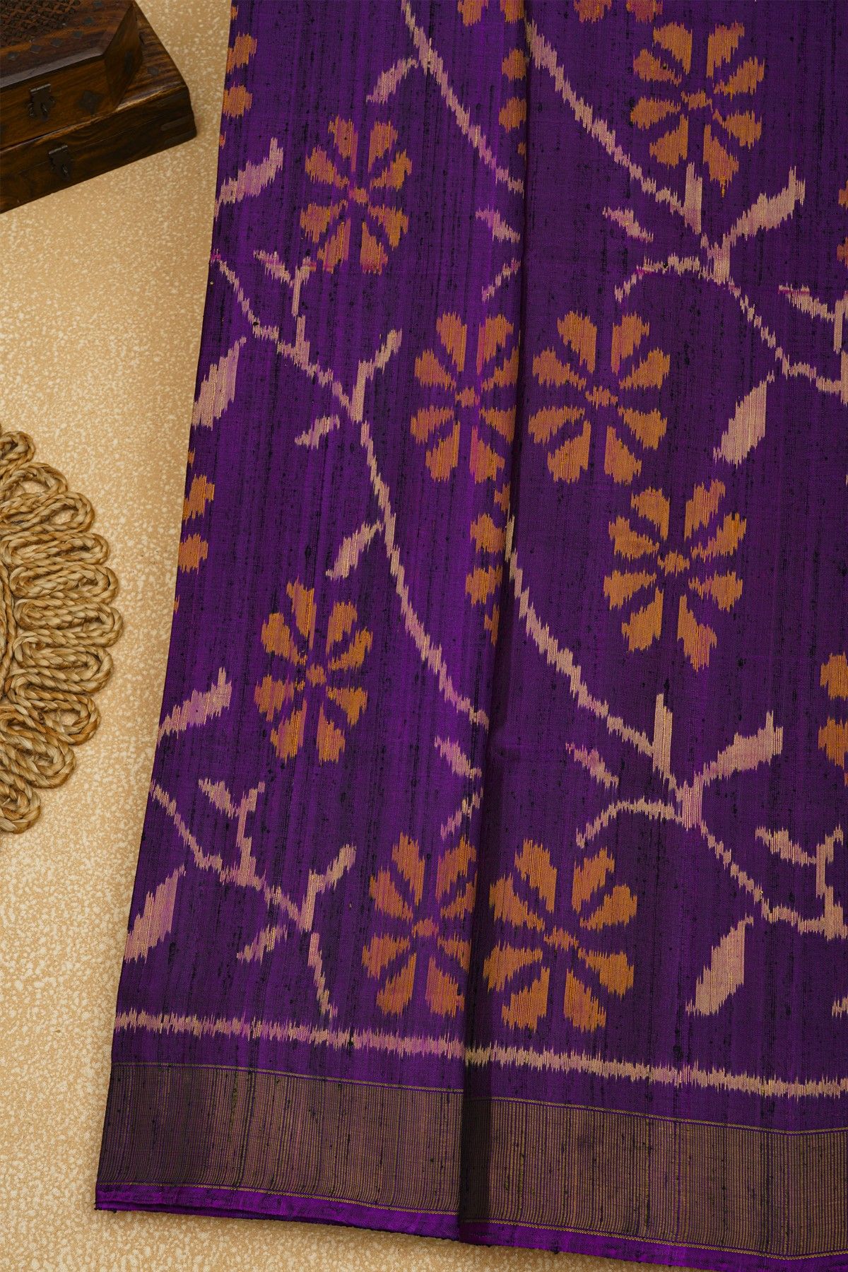 Patola Silk Purple Saree With Florals And Leaves Jaal Body