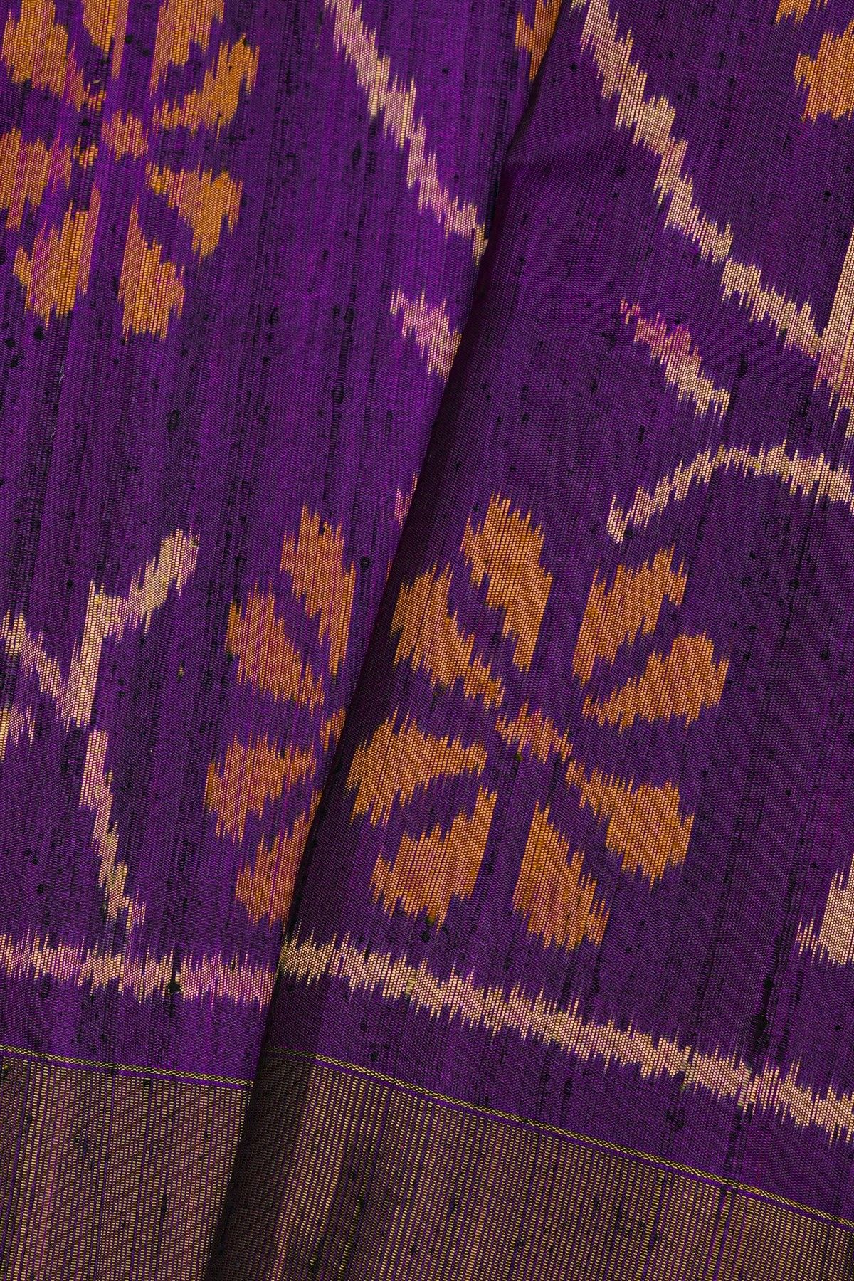 Patola Silk Purple Saree With Florals And Leaves Jaal Body