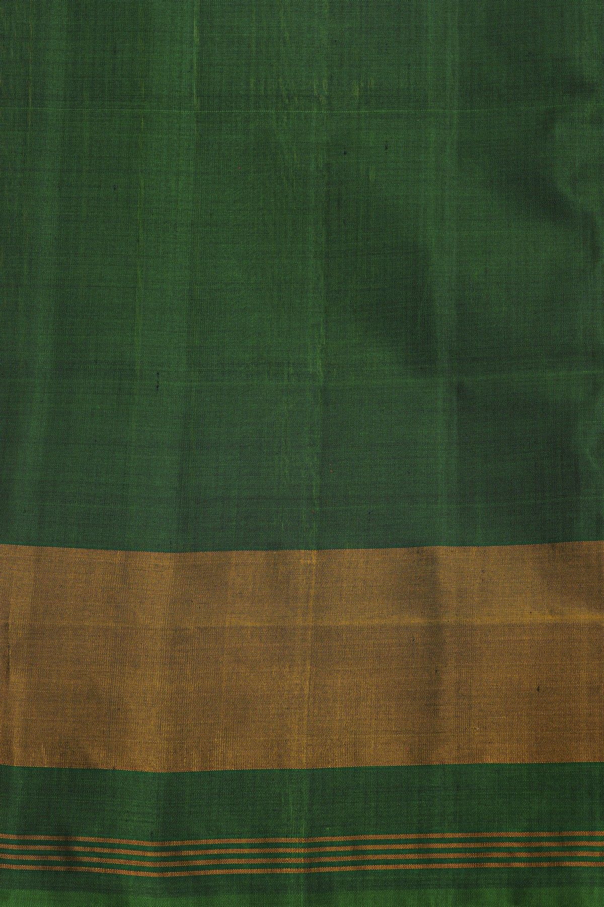 Patola Silk Bottle Green Saree With Florals And Leaves Jaal Border