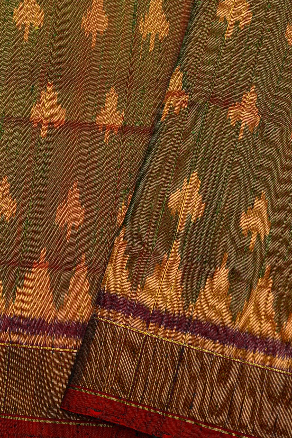 Patola Silk Dual Colour Saree With Floral Buttis Body