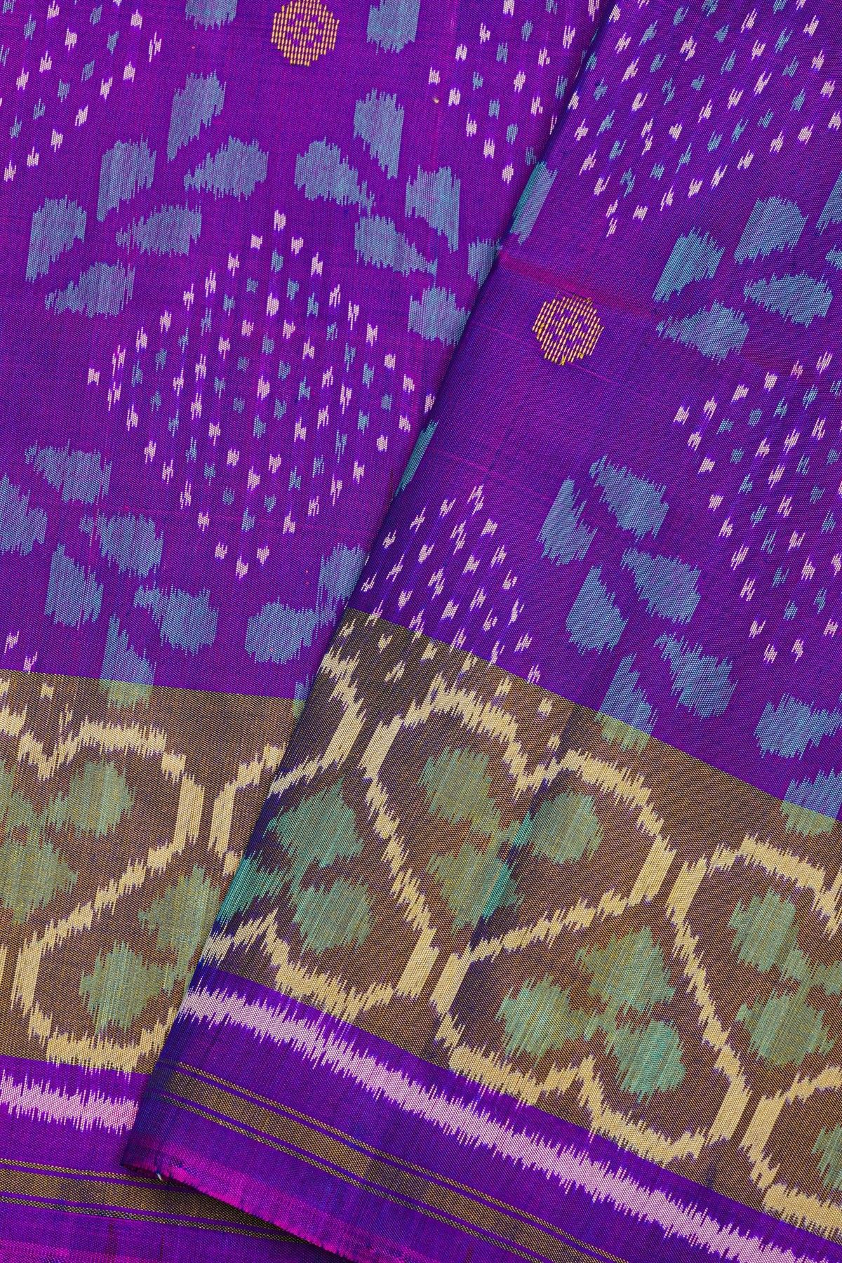 Patola Silk Lavender Saree With Florals And Leaves Jaal Border