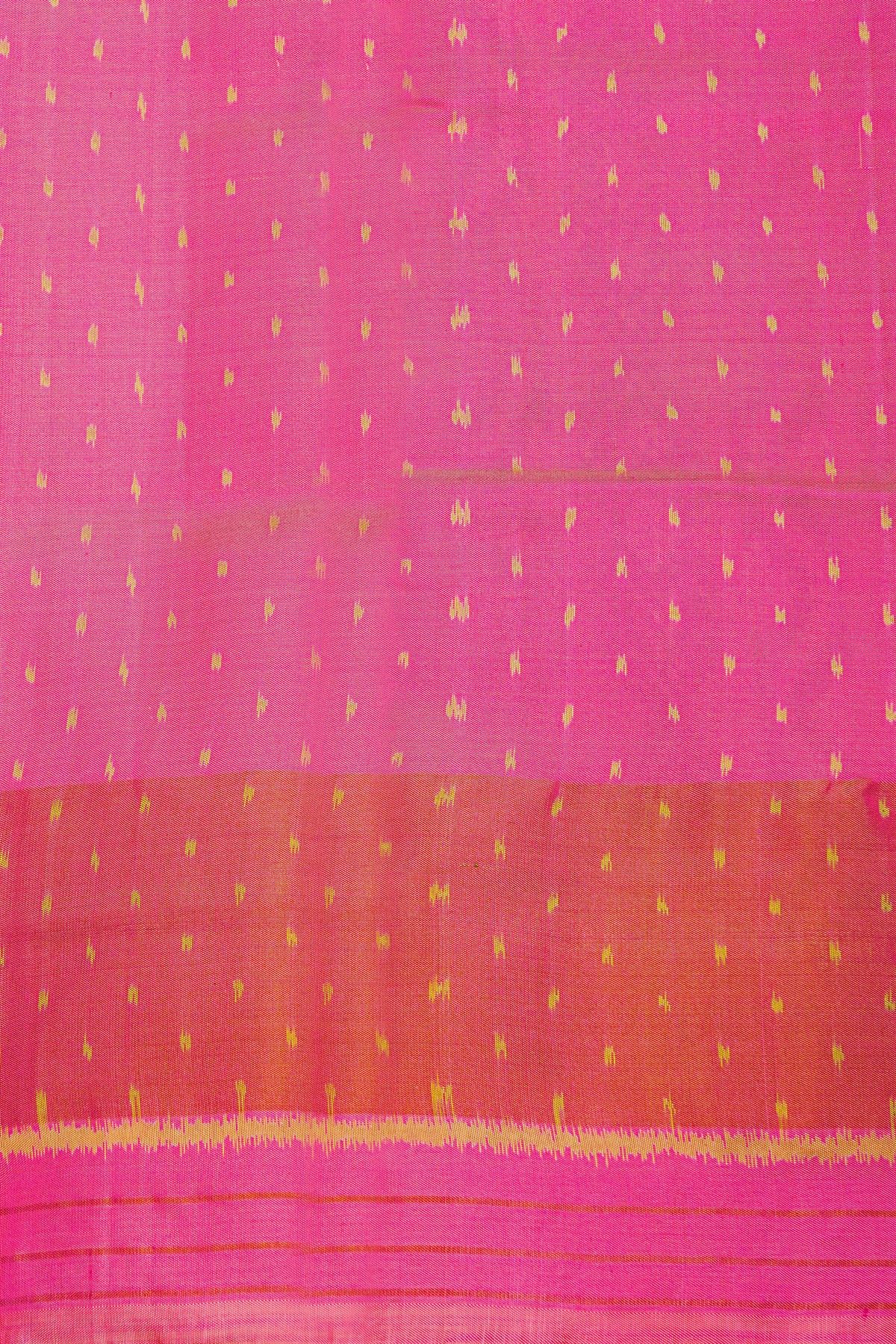 Patola Silk Baby Pink Saree With Florals And Animals In Circles Body