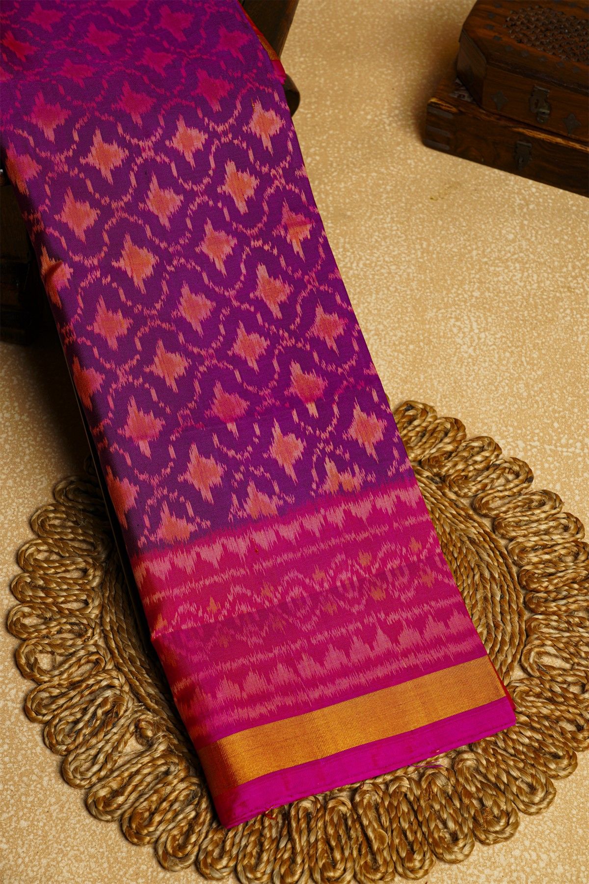 Patola Silk Purple Saree With Floral Buttis In Curvy Shapes Body