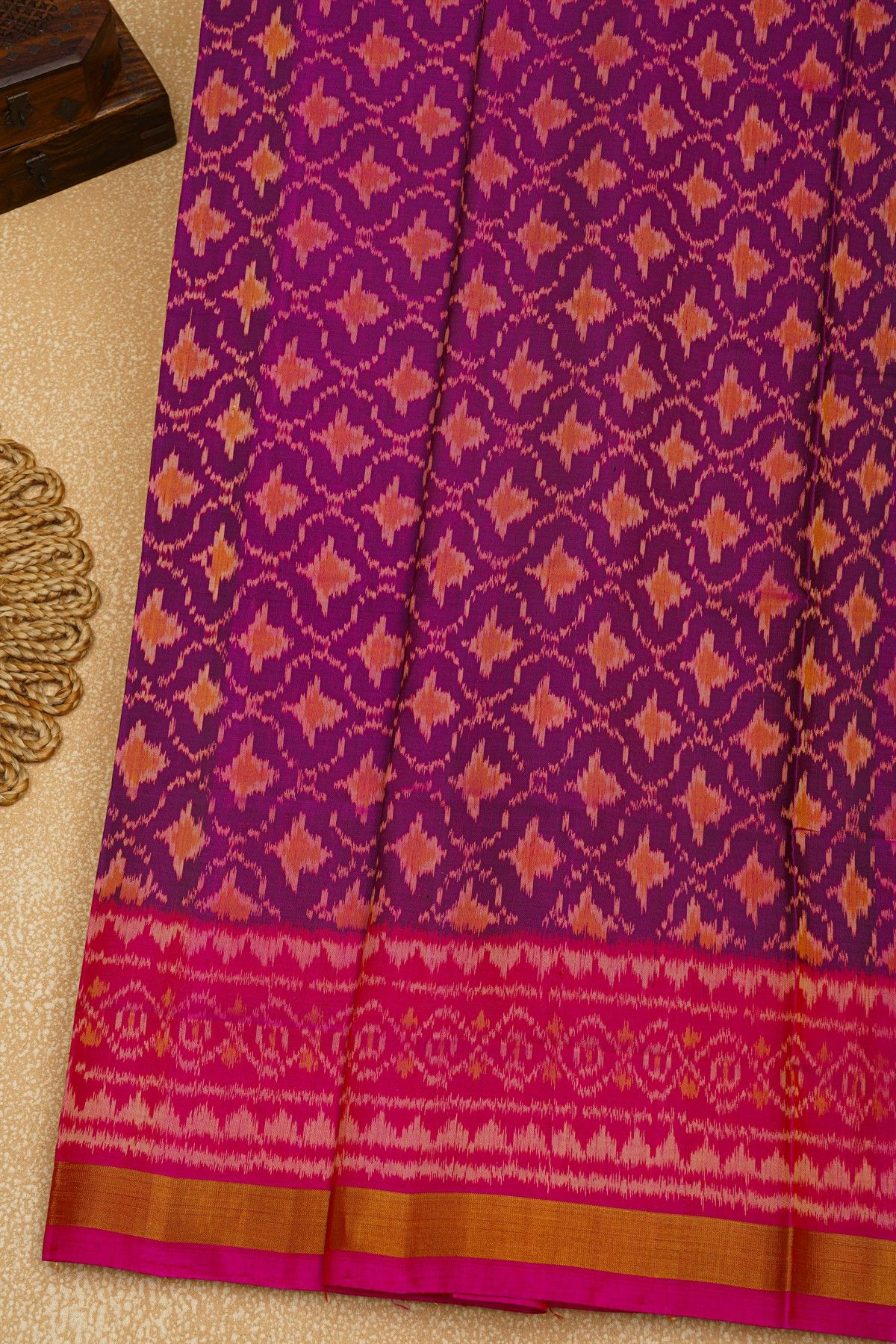 Patola Silk Purple Saree With Floral Buttis In Curvy Shapes Body