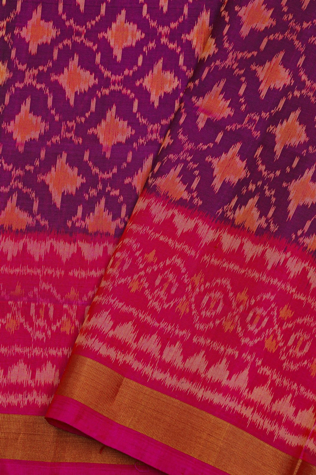 Patola Silk Purple Saree With Floral Buttis In Curvy Shapes Body
