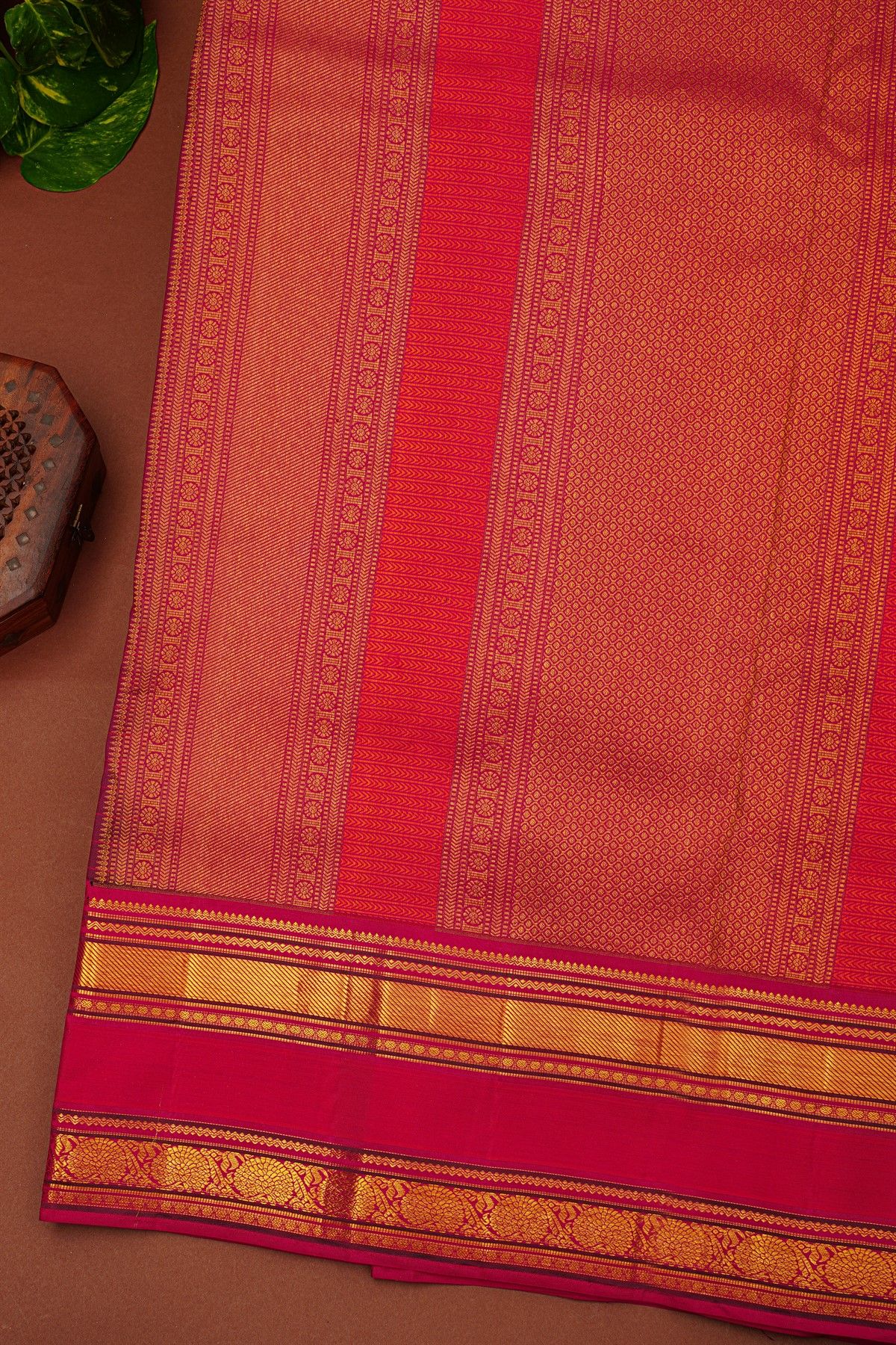 Kancheepuram Silk Bottle Green Saree With Vintage Zari Checks And Thread Embroidery Work