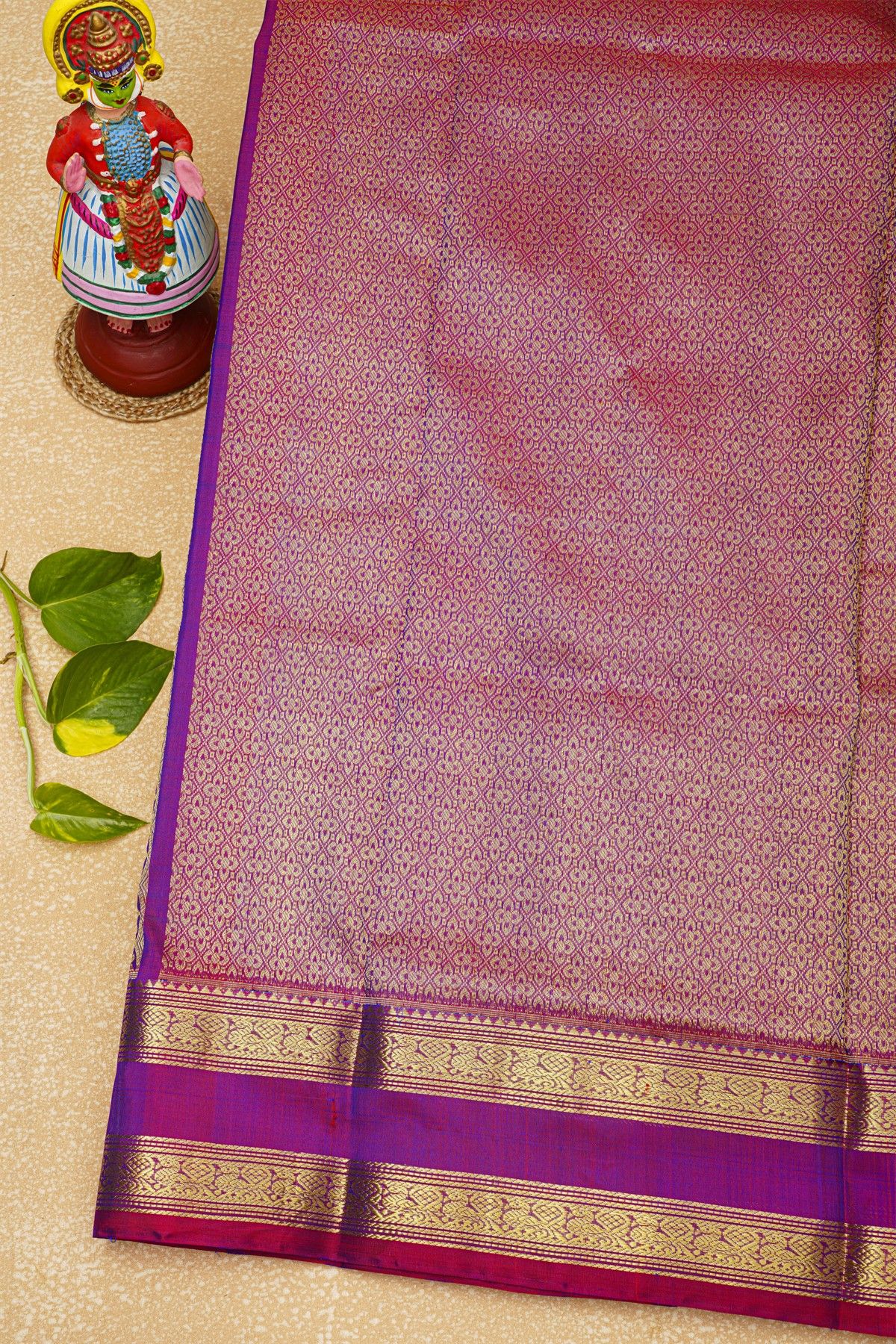 Venkatagiri Silk Peacock Blue Saree With Floral Buttis Body