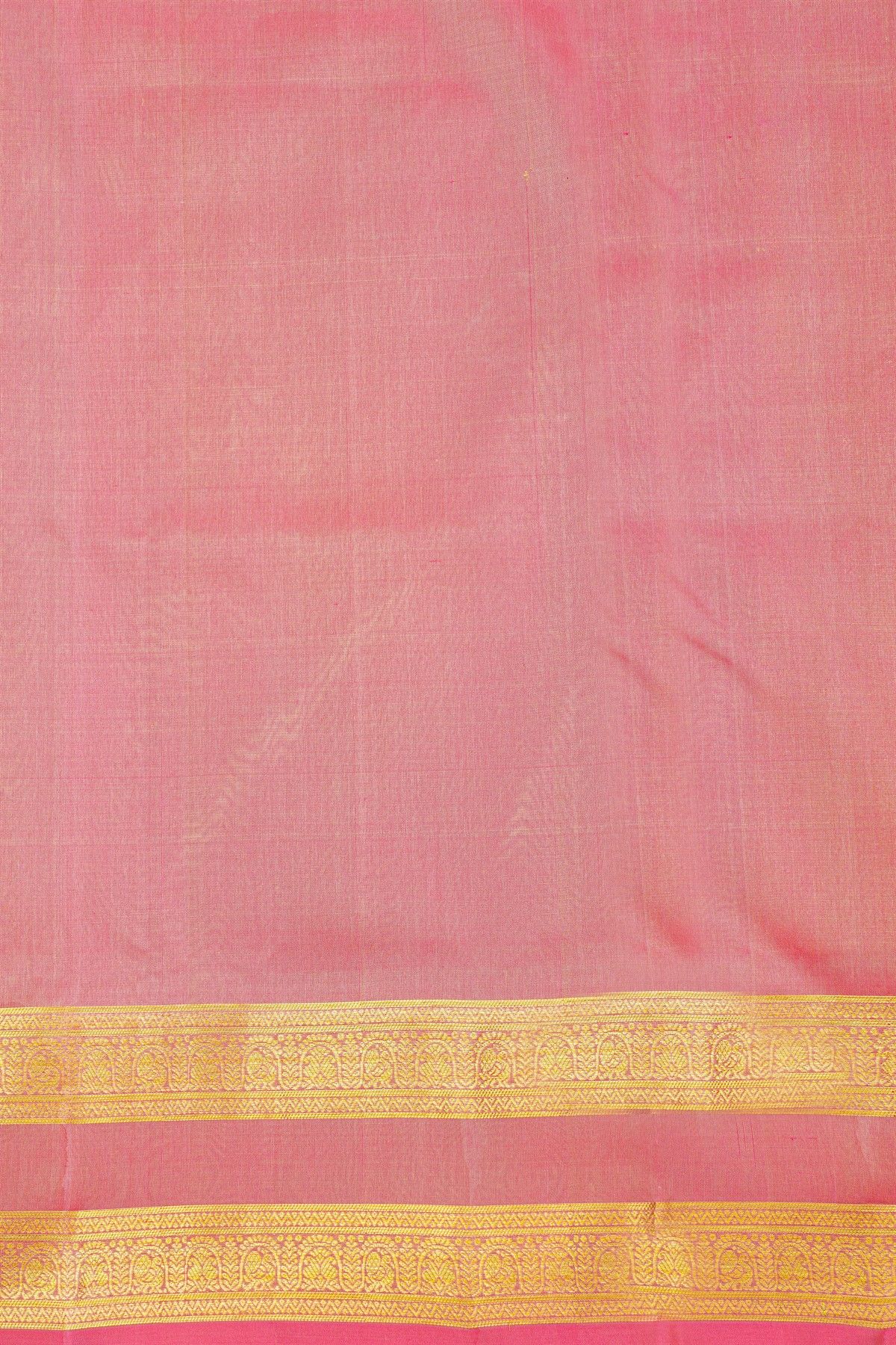 Venkatagiri Silk Light Green Saree With Florals And Peacocks Border