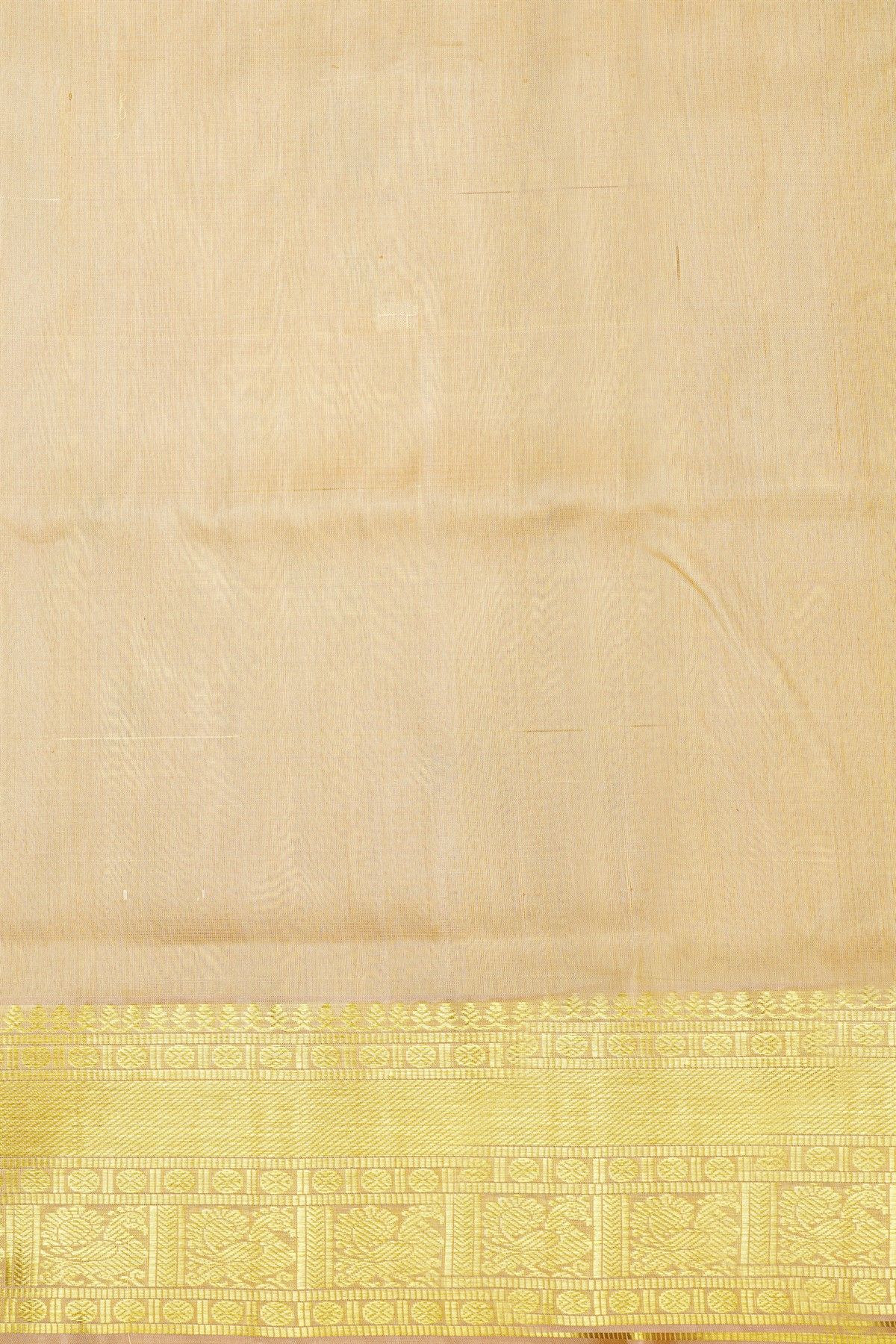 Venkatagiri Silk Beige Saree With Floral And Parrot Body