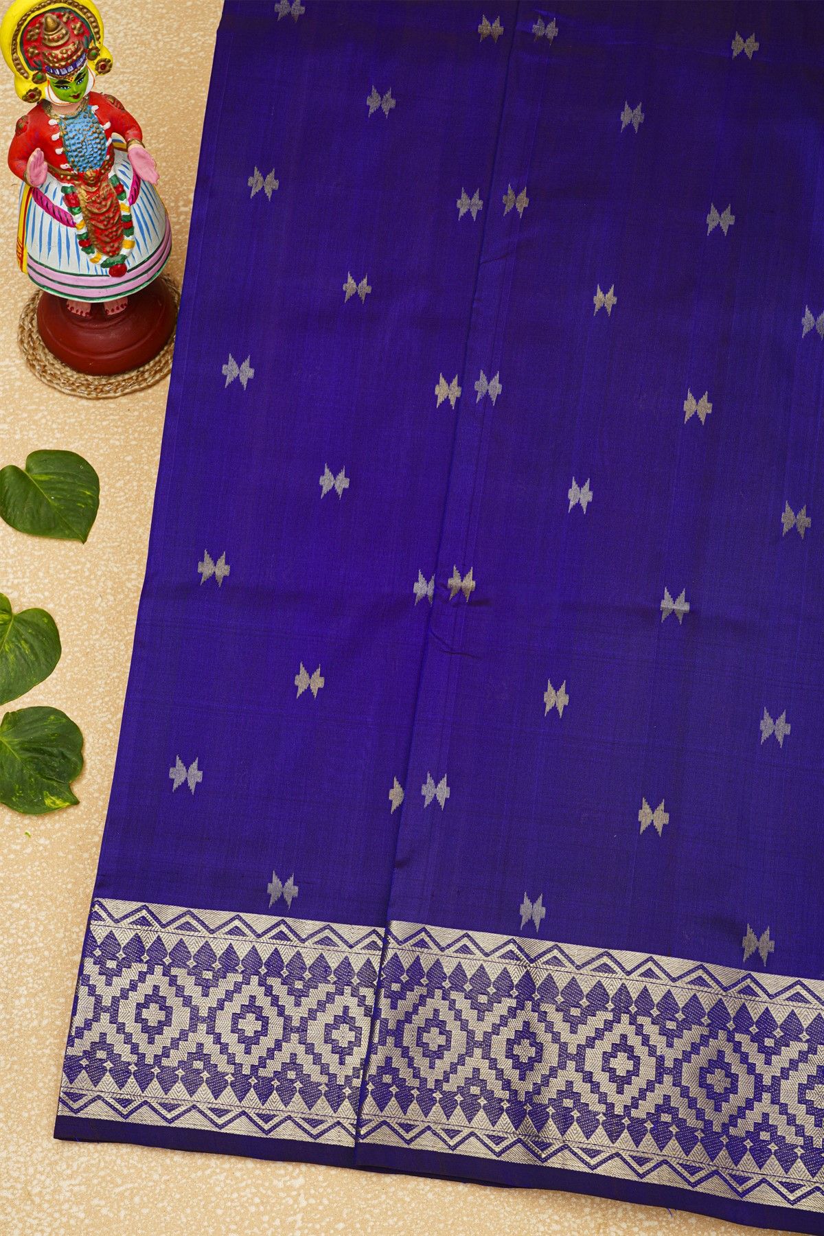 Venkatagiri Silk Royal Blue Saree With Arrow Buttis Body