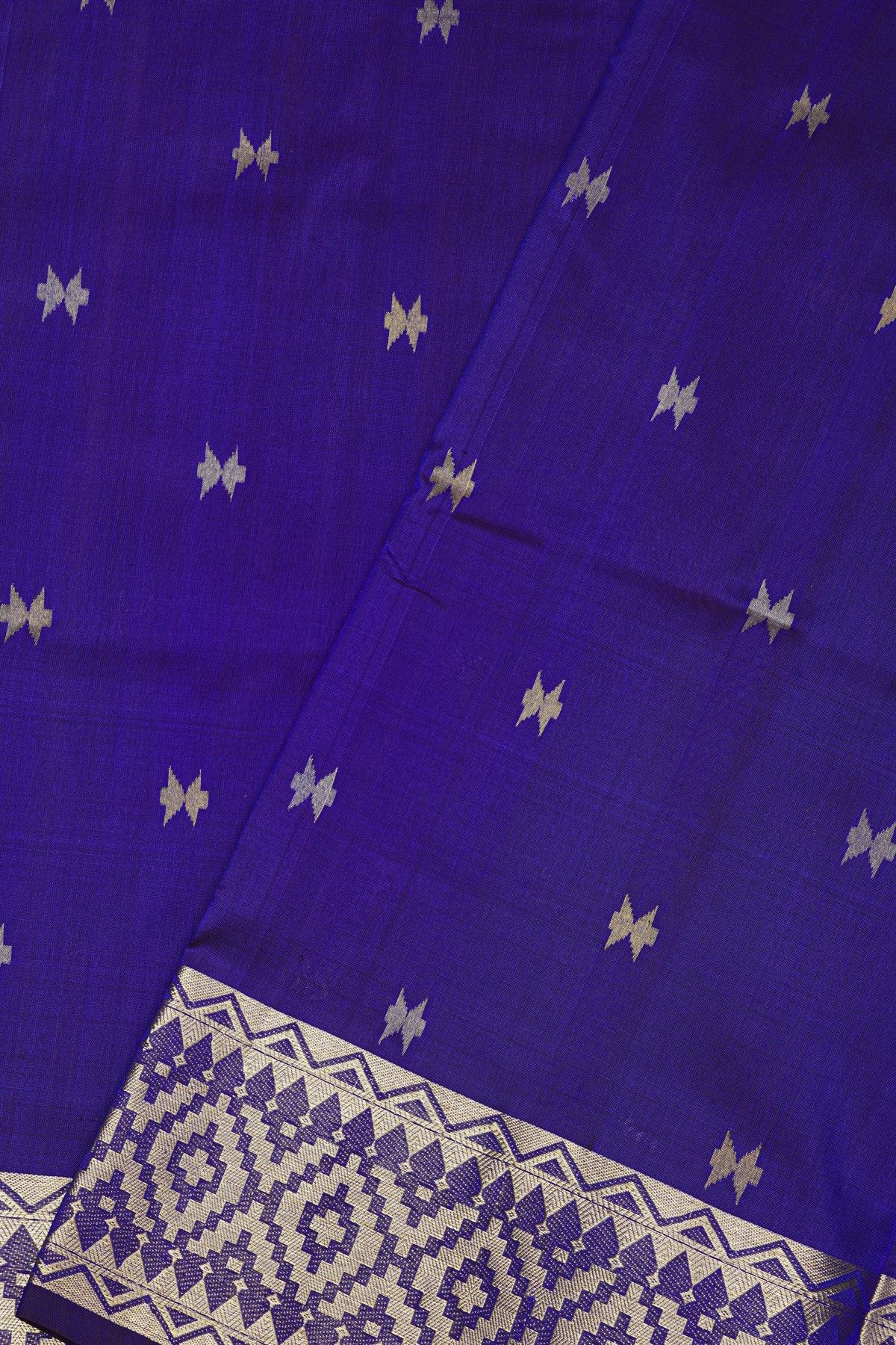 Venkatagiri Silk Royal Blue Saree With Arrow Buttis Body