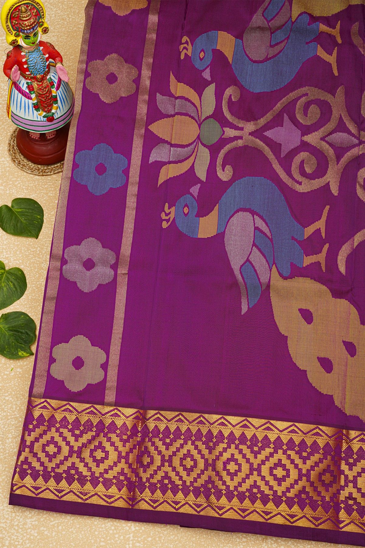 Venkatagiri Silk Purple Saree With Zari Buttis Border
