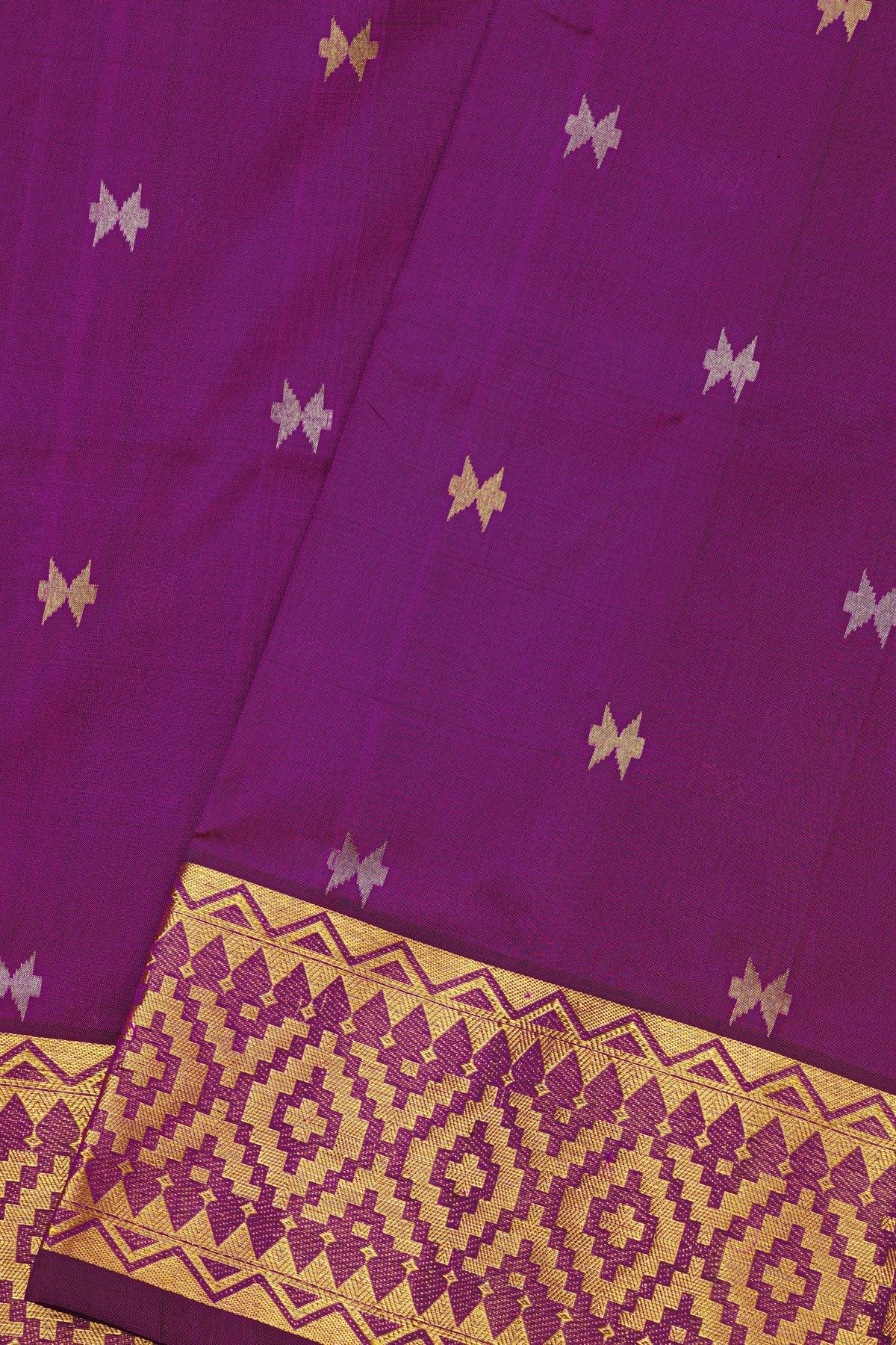 Venkatagiri Silk Purple Saree With Zari Buttis Border