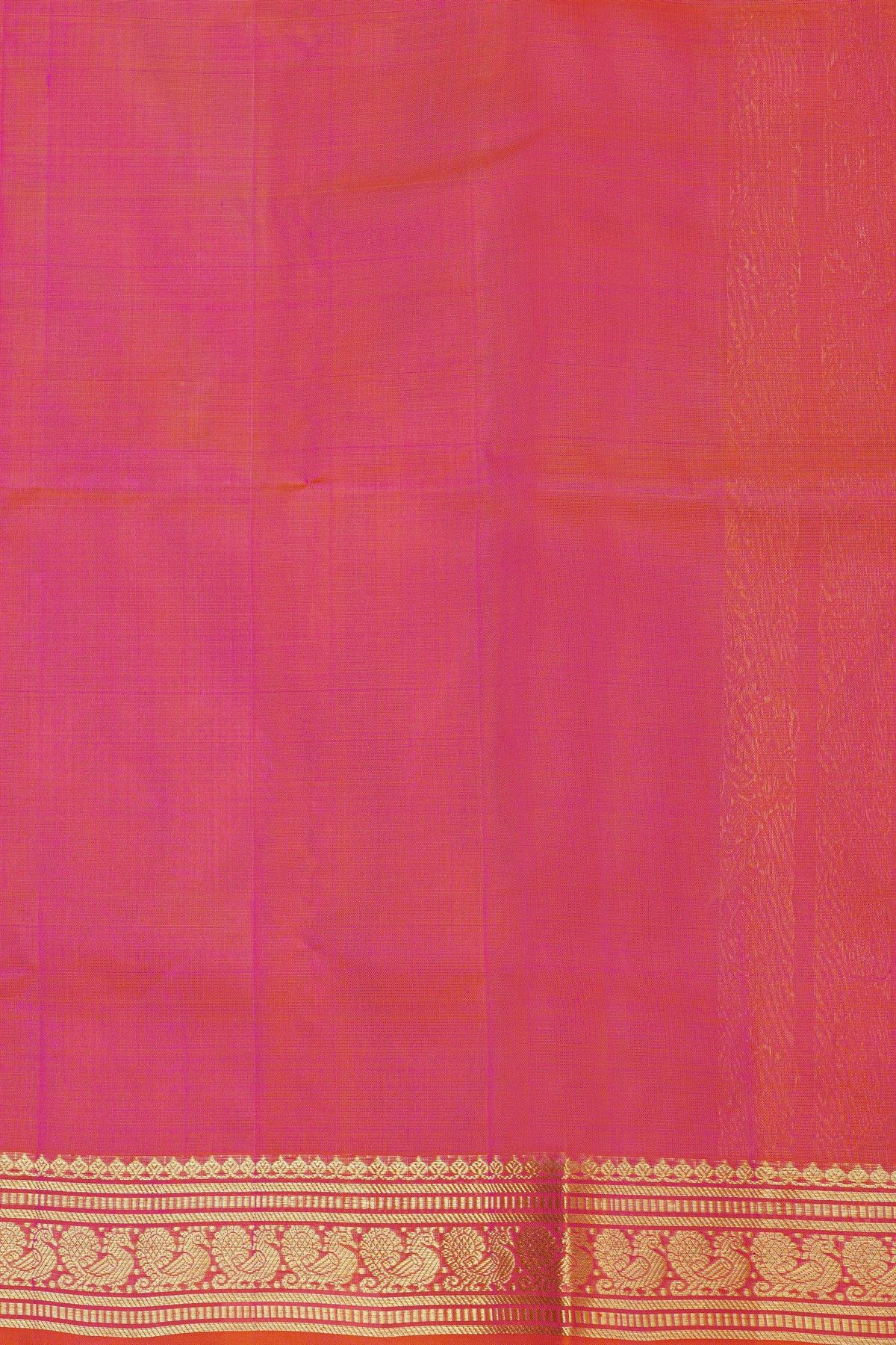 Venkatagiri Silk Pink Saree With Florals And Peacocks Body