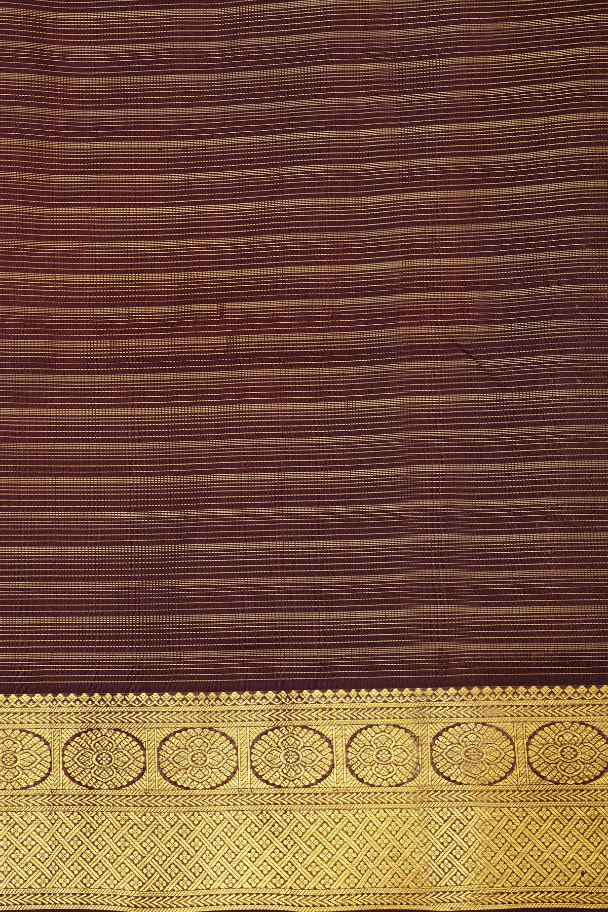 Venkatagiri Silk Brown Saree With Zari Lines And Florals Body