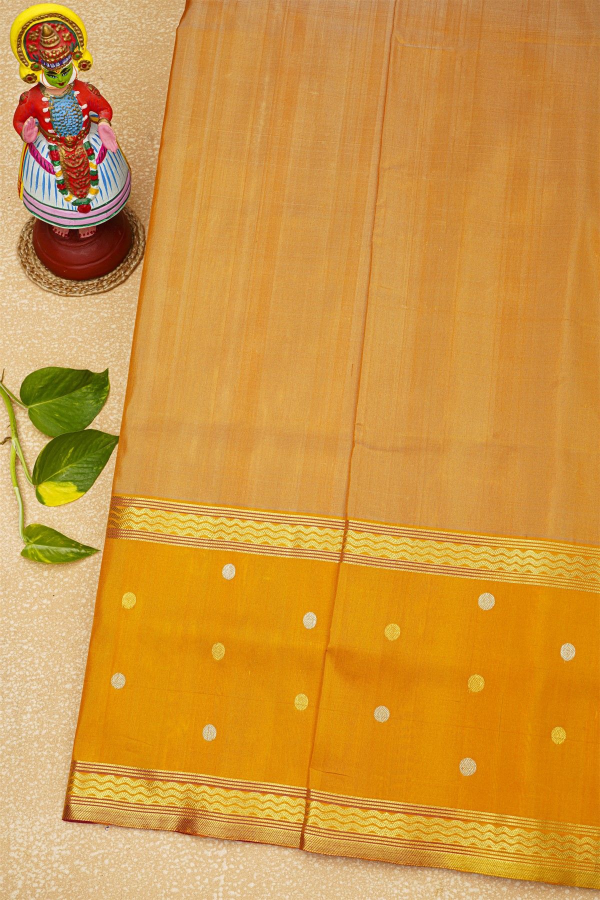 Venkatagiri Silk Light Orange Saree With Dollar Buttis Border