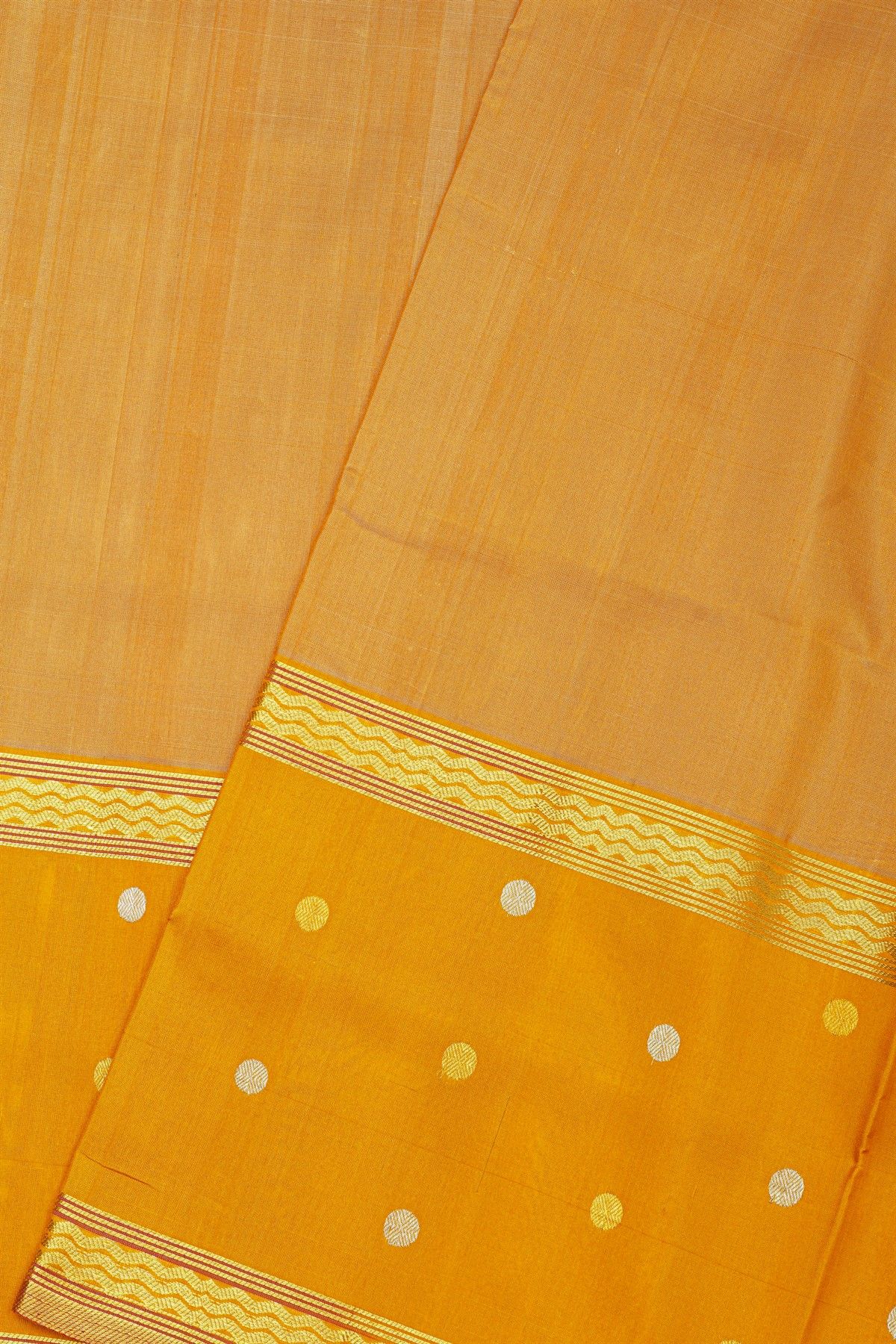 Venkatagiri Silk Light Orange Saree With Dollar Buttis Border