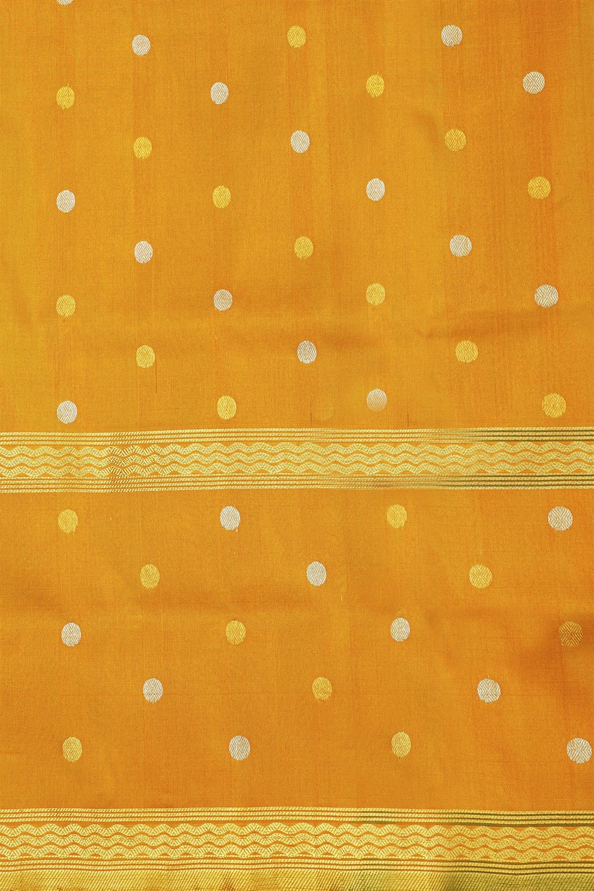Venkatagiri Silk Light Orange Saree With Dollar Buttis Border