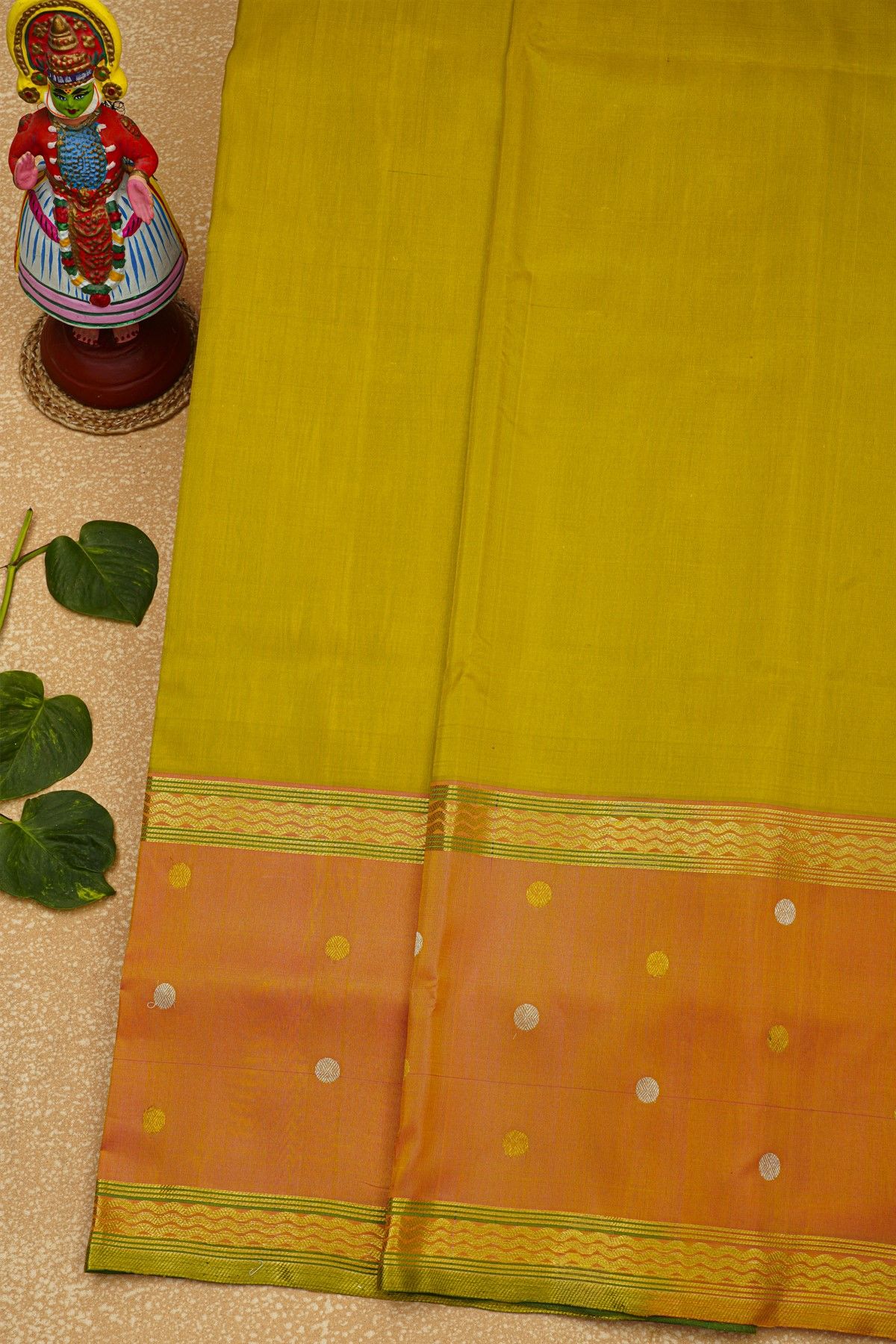 Venkatagiri Silk Light Green Saree With Dollar Buttis Border
