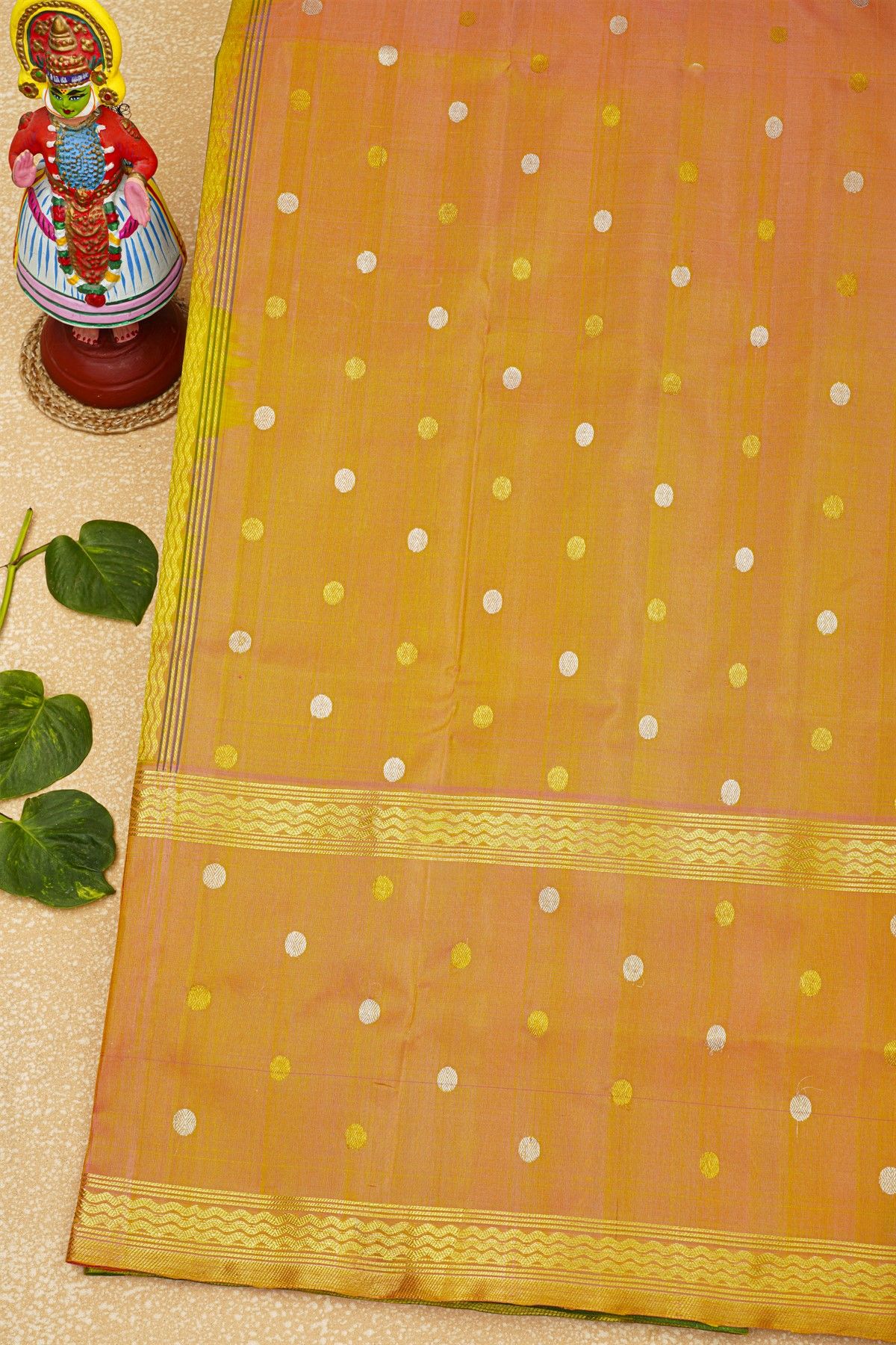 Venkatagiri Silk Light Green Saree With Dollar Buttis Border