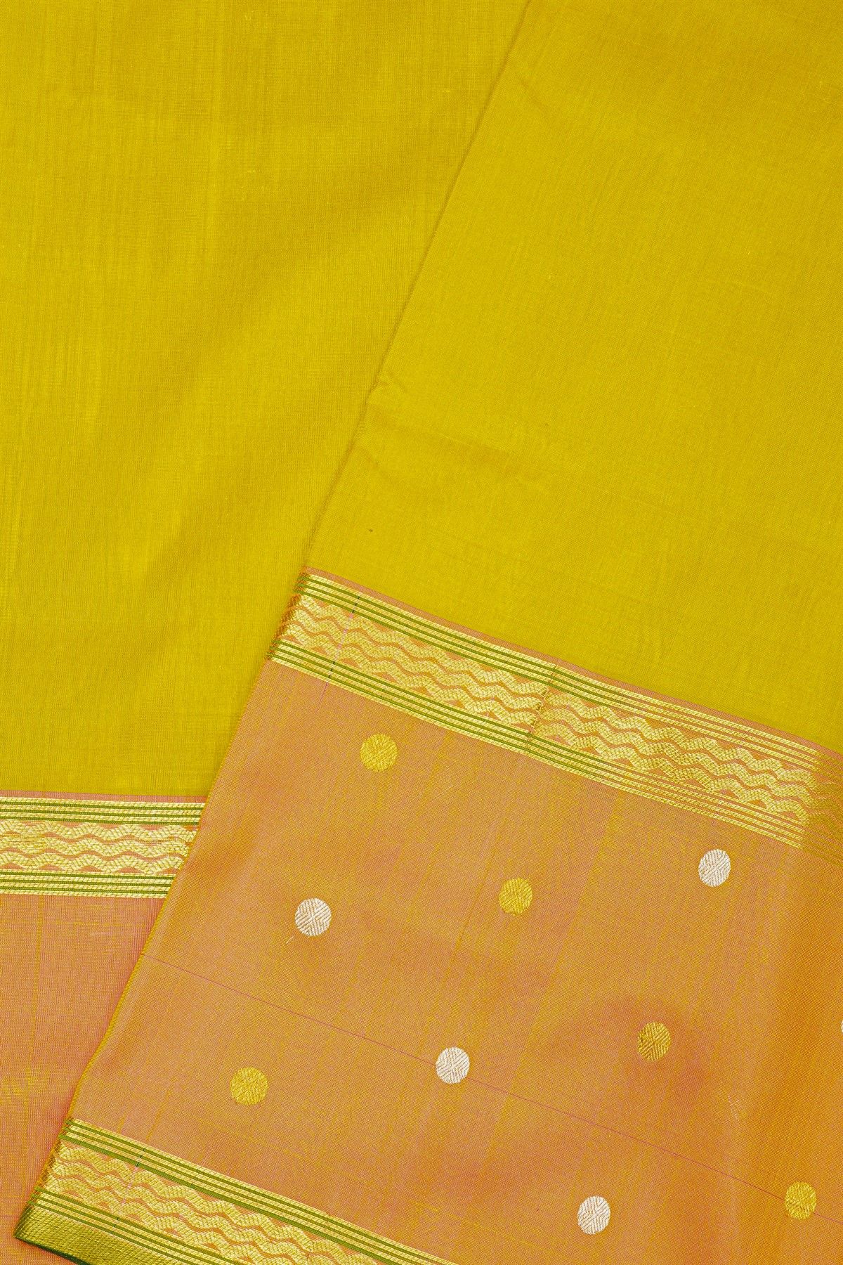 Venkatagiri Silk Light Green Saree With Dollar Buttis Border