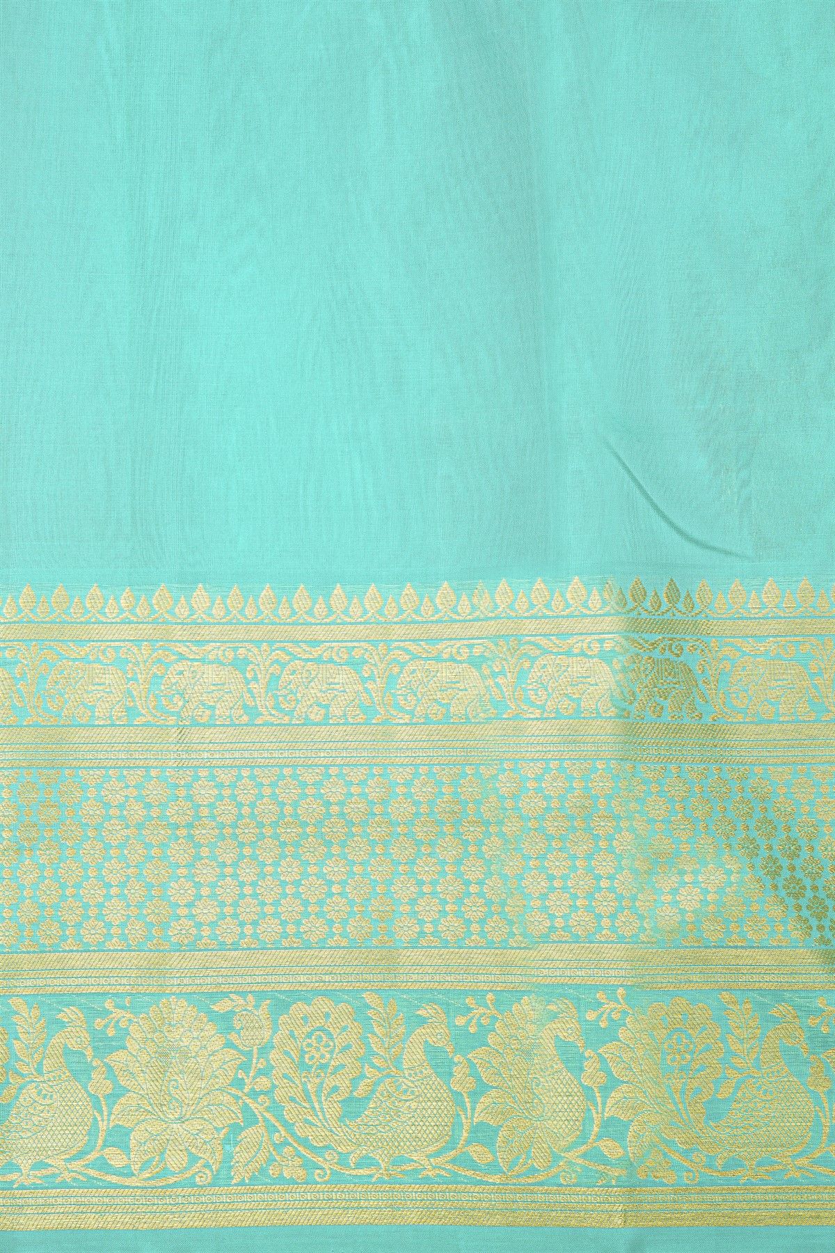 Venkatagiri Silk Bottle Green Saree With Florals And Paisleys Body