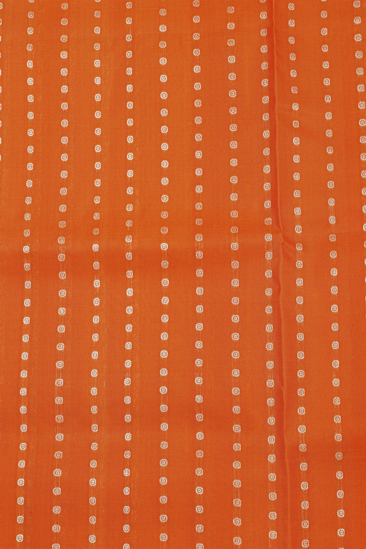 Venkatagiri Silk Orange Saree With Florals In Lines Body