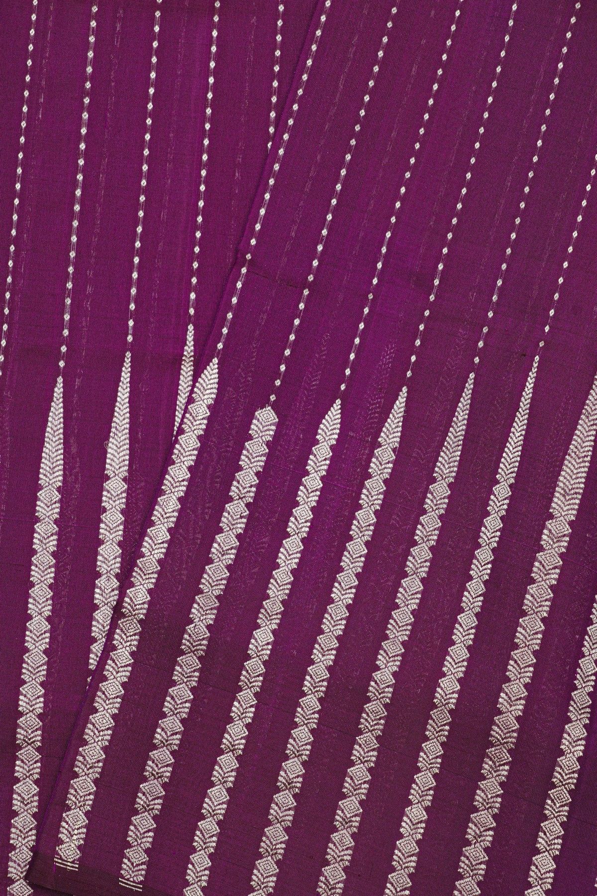 Venkatagiri Silk Violet Saree With Florals In Lines Body