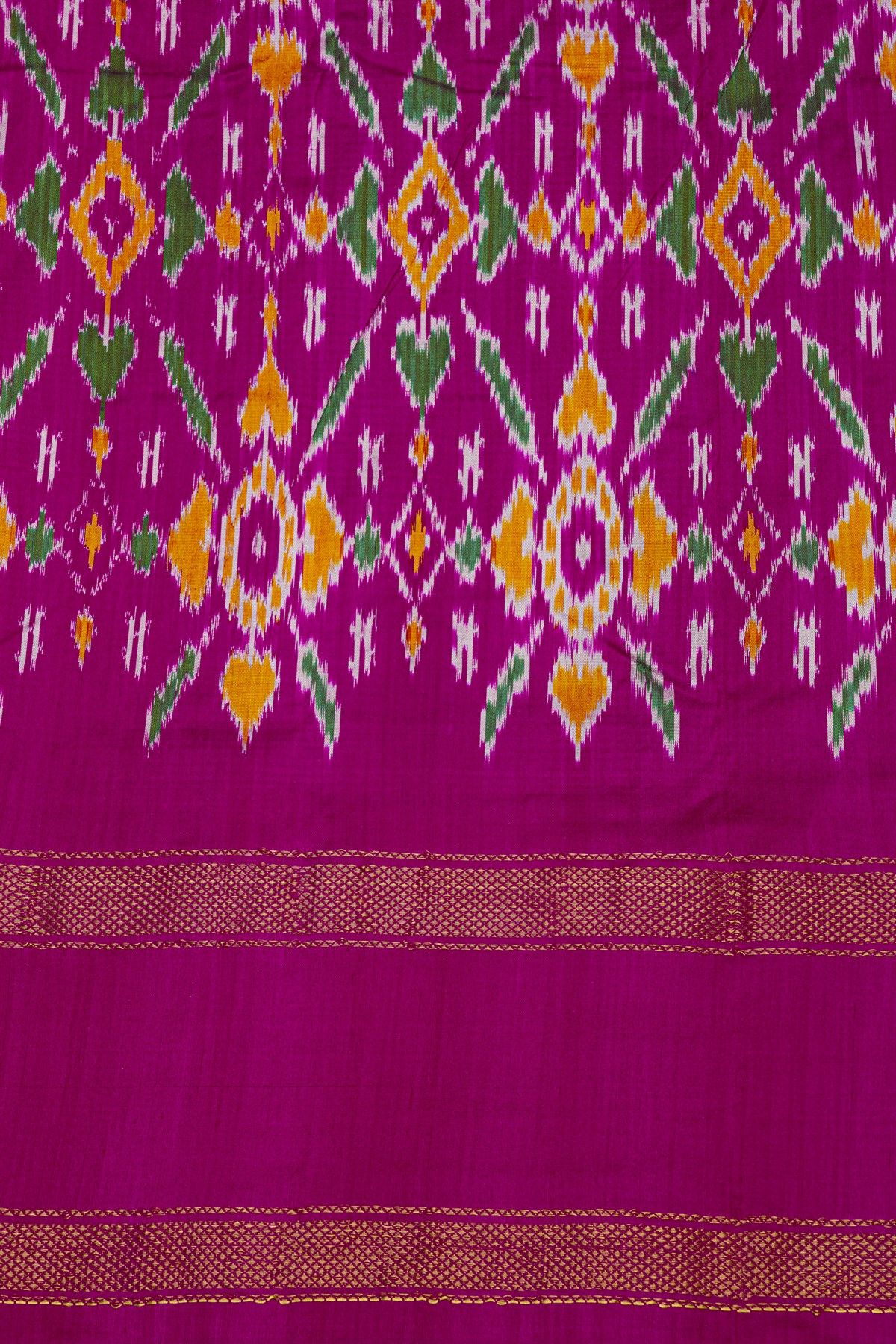 Ikat Silk Dual Colour Saree With Gap Border