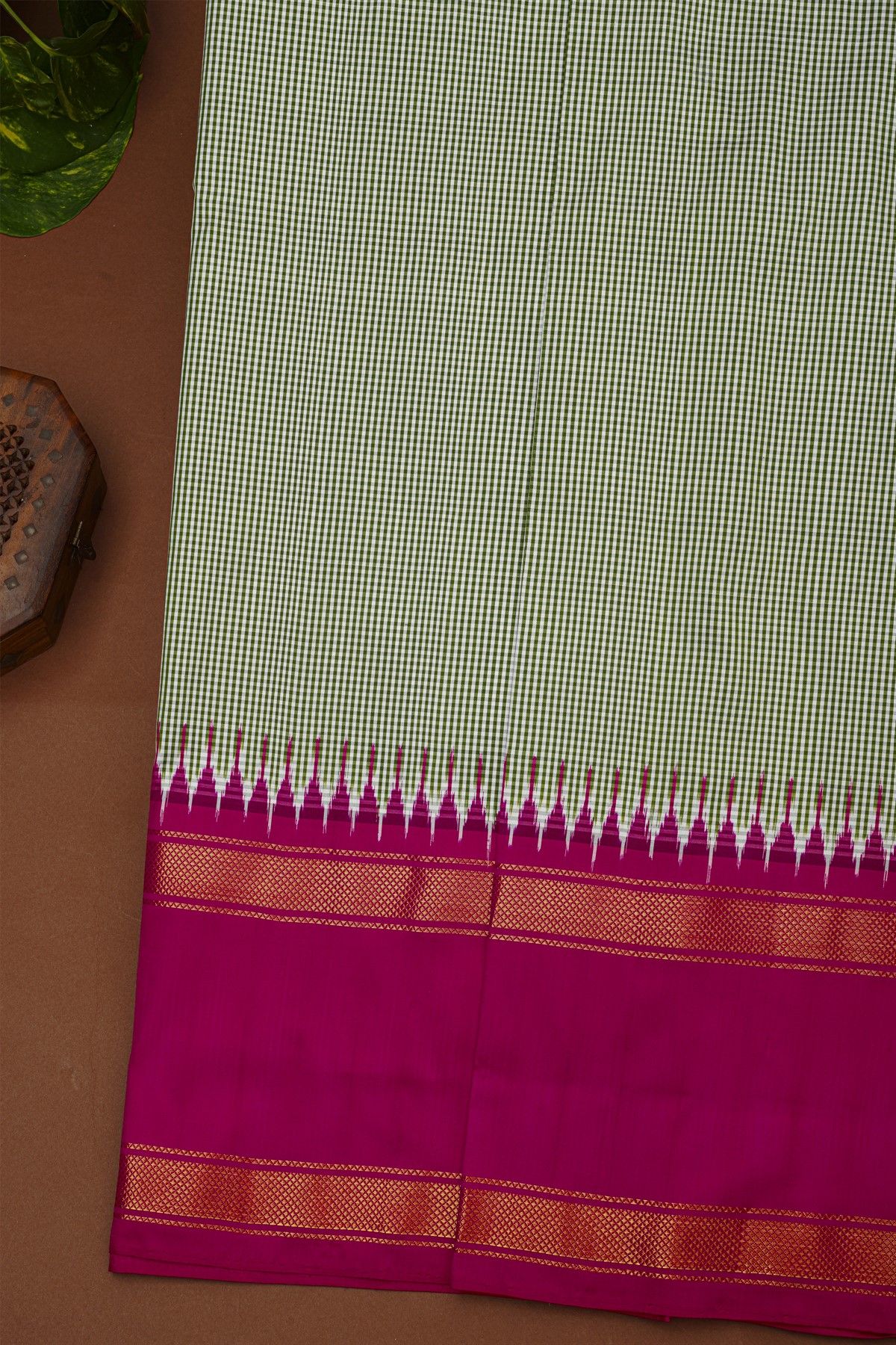 Ikat Silk Multi-Colour Saree With Floral And Leaf Pallu
