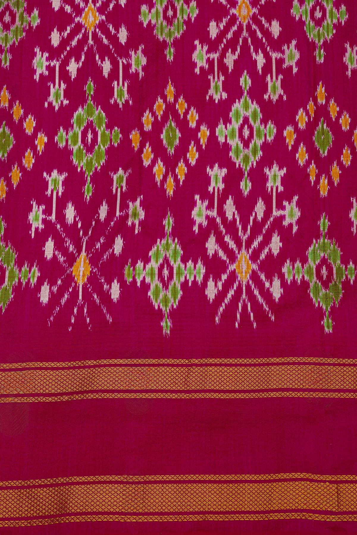 Ikat Silk Multi-Colour Saree With Multi-Coloured Checks Body