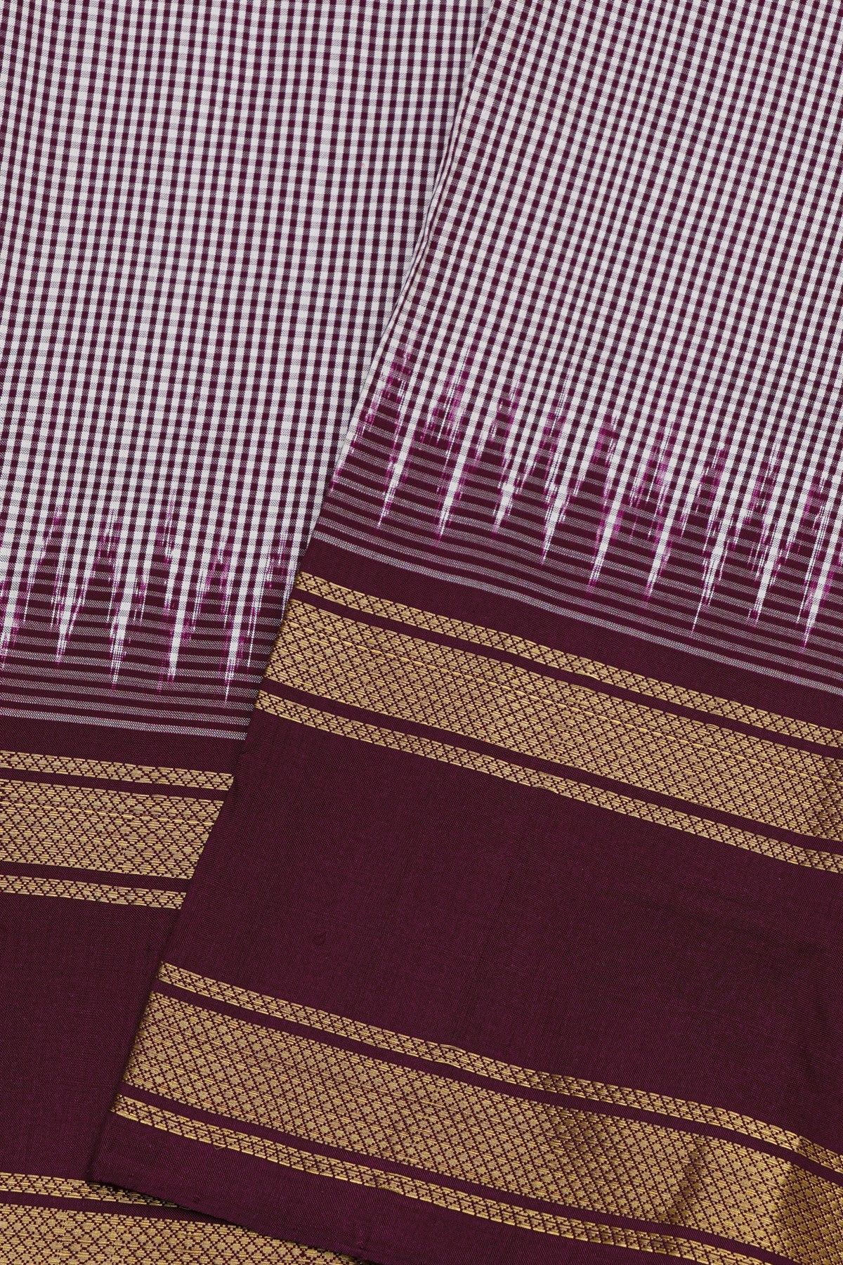 Ikat Silk Multi-Colour Saree With Multi-Coloured Checks Body