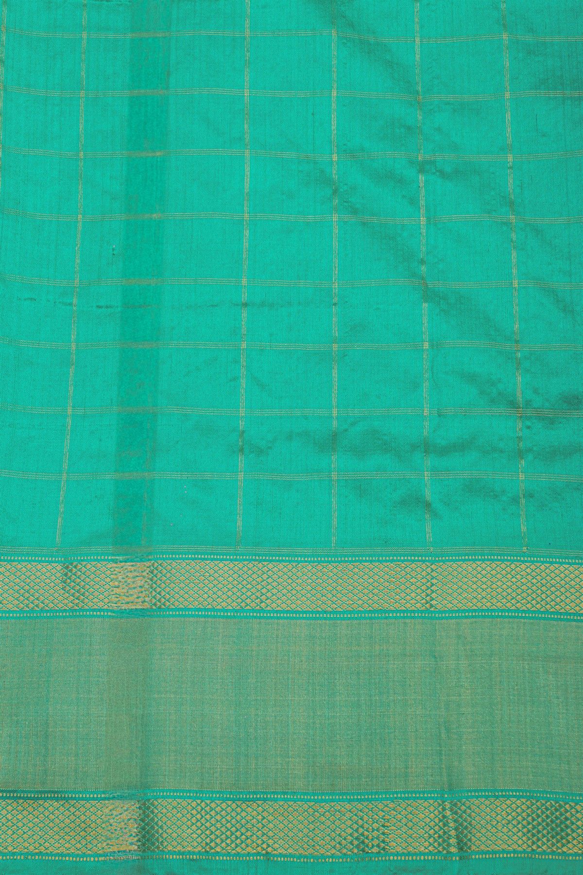 Ikat Silk Royal Blue Saree With Elephants And Florals Border